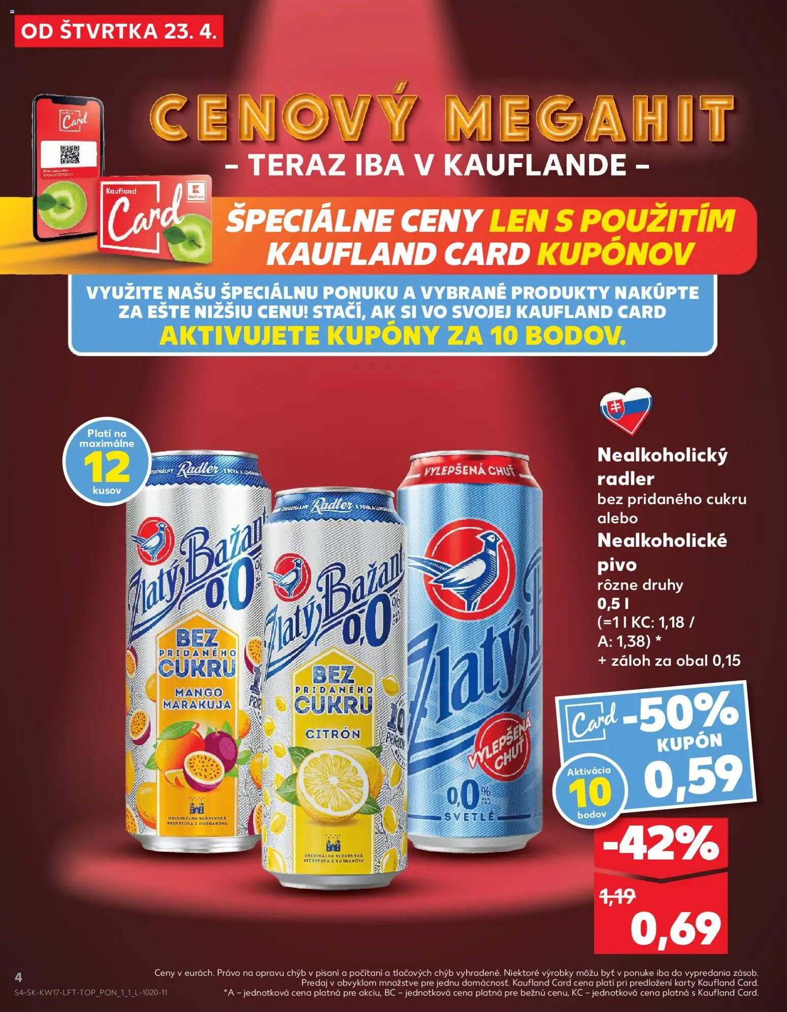 Nové Kaufland akcie – leták je platný od 23.04.2026 | Strana: 4 | Produkty: Pivo, Zlatý Bažant, Mango, Nealkoholické pivo