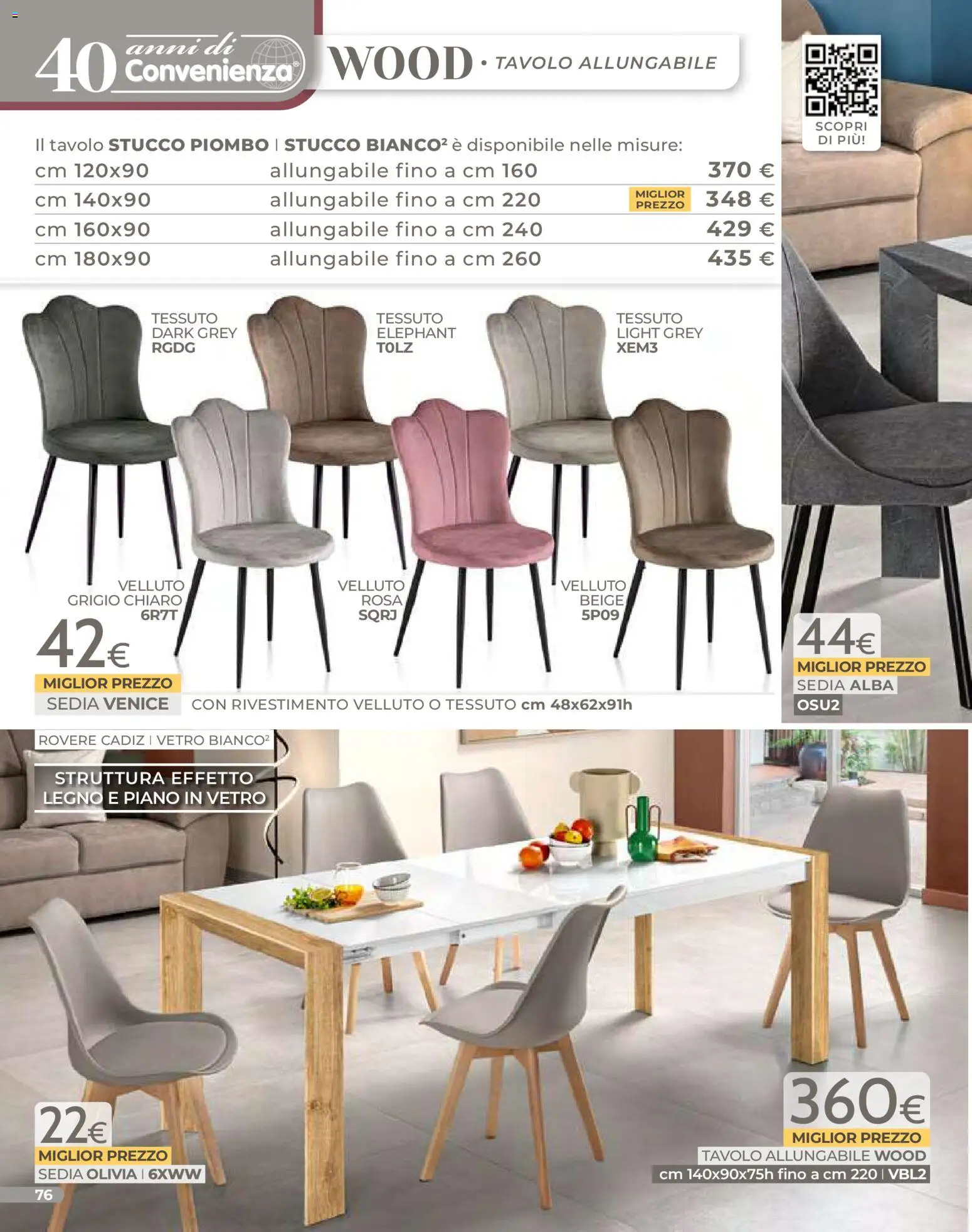 Volantino Mondo Convenienza del 01.01.2026 | Pagina: 78 | Prodotti: Stucco, Tavolo, Sedia