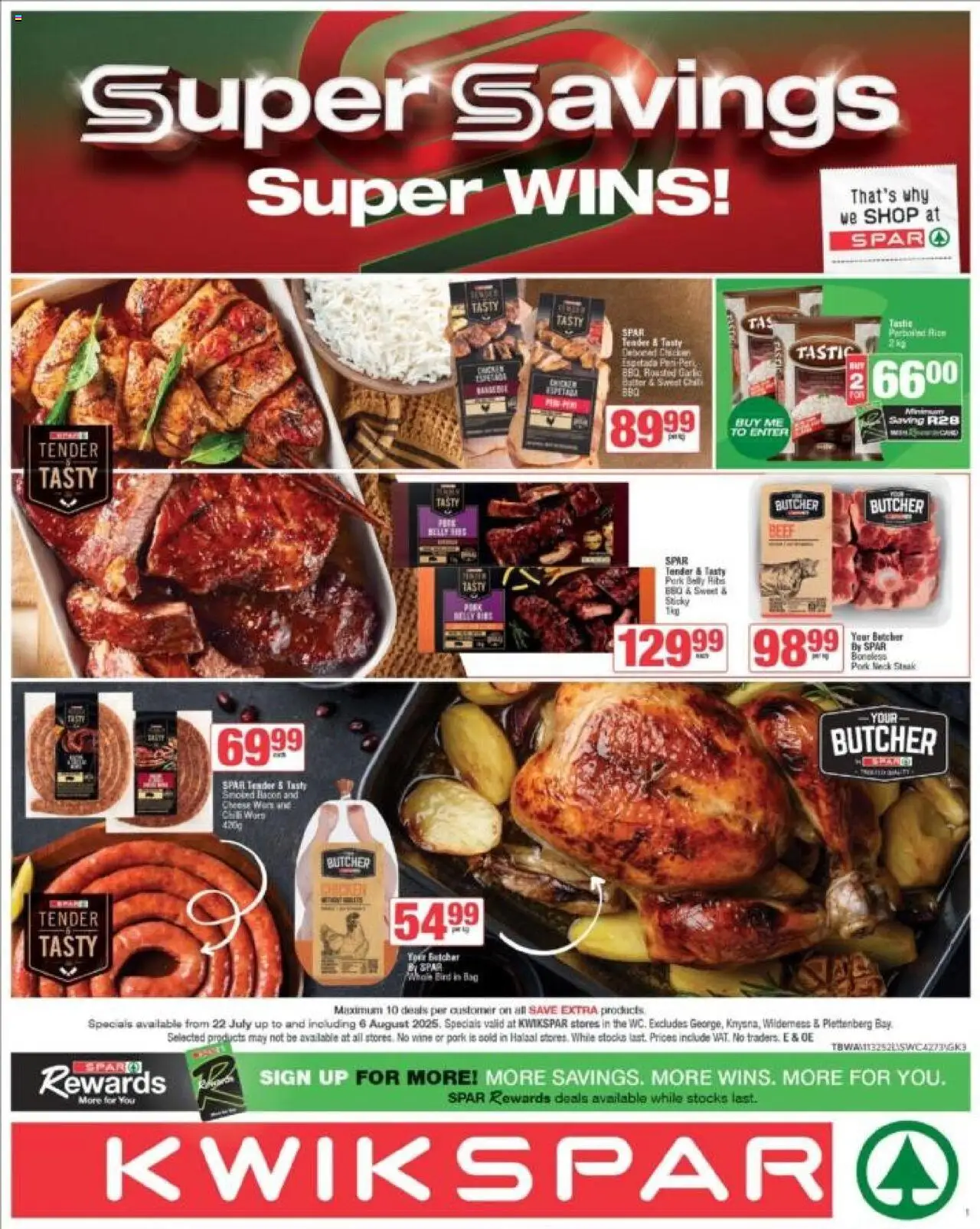 KWIKSPAR - Western Cape - Weekly Specials │ valid from 22.07.2025 | Page: 1 | Products: Steak, Wine, Chicken, Beef