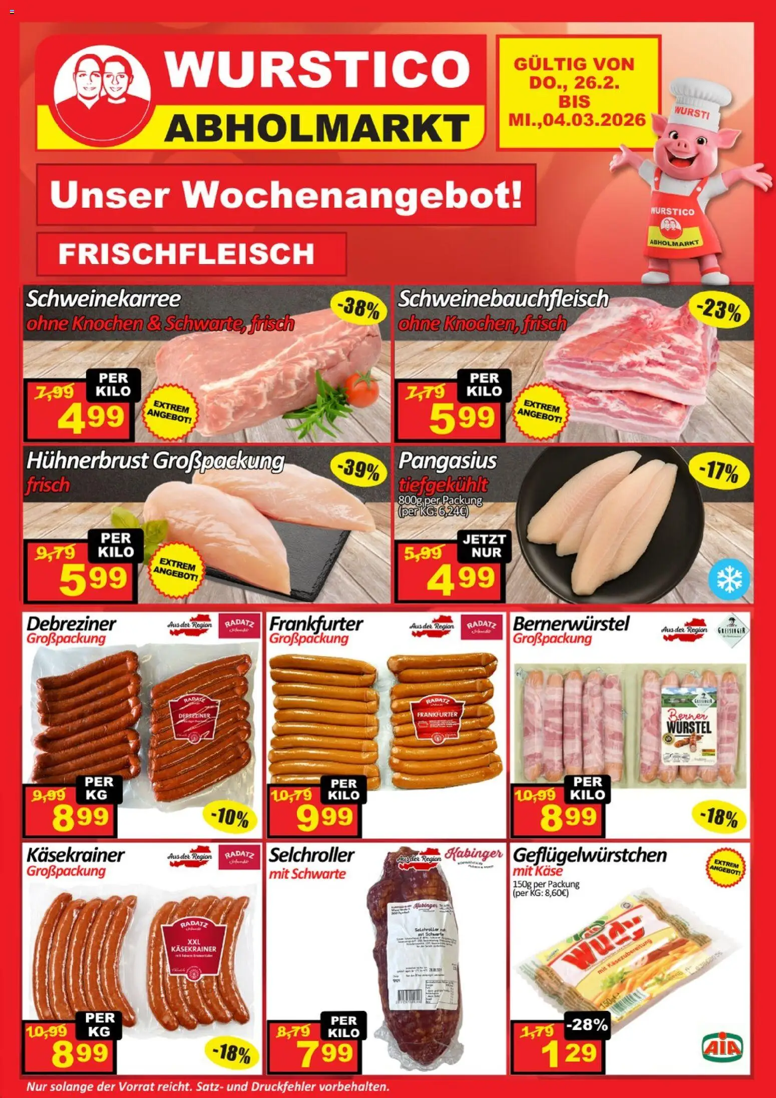 Wurstico Abholmarkt Flugblatt gültig ab 26.02.2026 | Seite: 1 | Produkte: Käse
