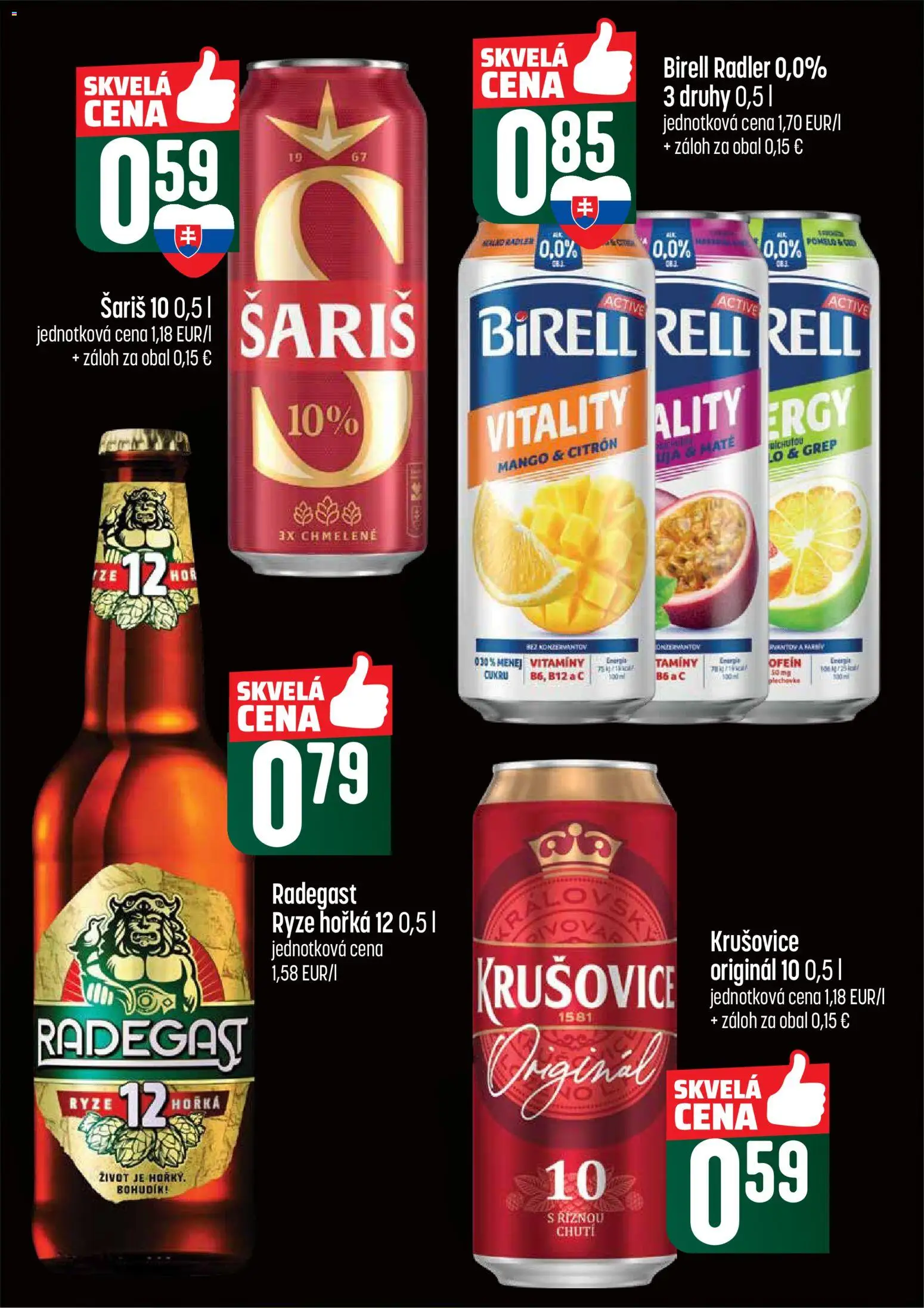 Nové COOP Jednota akcie – leták je platný od 16.04.2026 | Strana: 47 | Produkty: Radler, Krušovice, Šariš, Mango