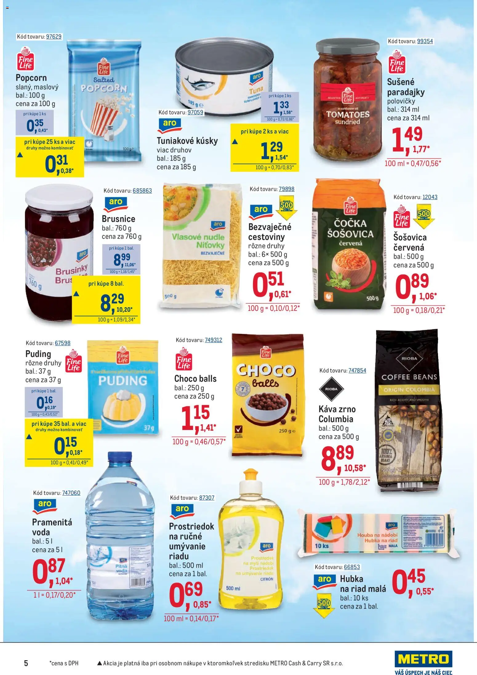 Nové Metro akcie – leták je platný od 11.02.2026 | Strana: 5 | Produkty: Káva, Paradajky, Cestoviny, Hubka