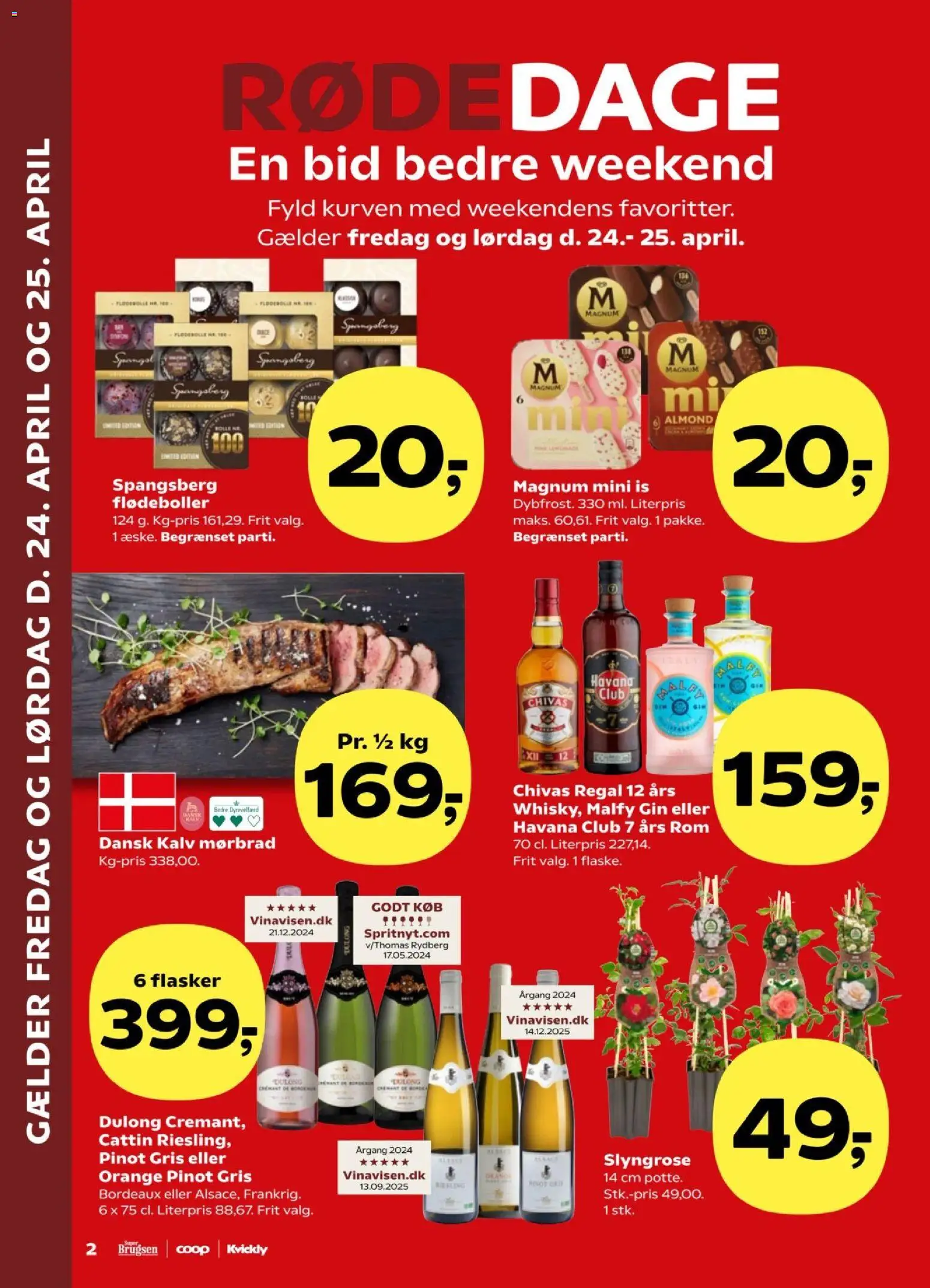 Kvickly tilbudsavis – gyldig fra 24.04.2026 | Side: 2 | Produkter: Gin, Flødeboller, Is, Rom