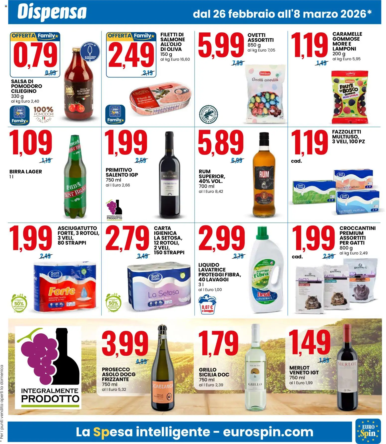 Volantino Eurospin del 26.02.2026 | Pagina: 9 | Prodotti: Lamponi, Caramelle, Talco, Salsa