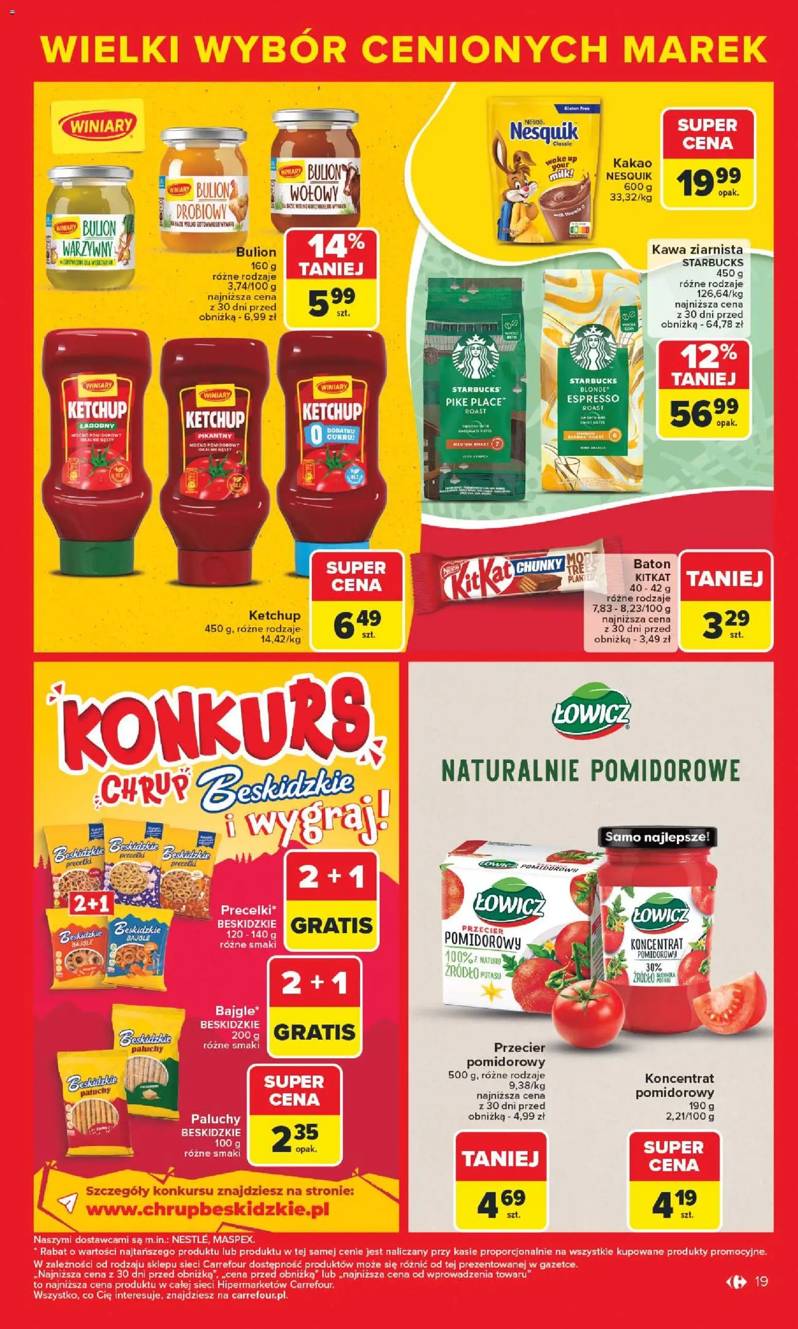 Carrefour Gazetka - Markowe atrakcje cenowe od 27.10.2025 | Strona: 21 | Produkty: Kakao, Przecier pomidorowy, Koncentrat pomidorowy, Baton