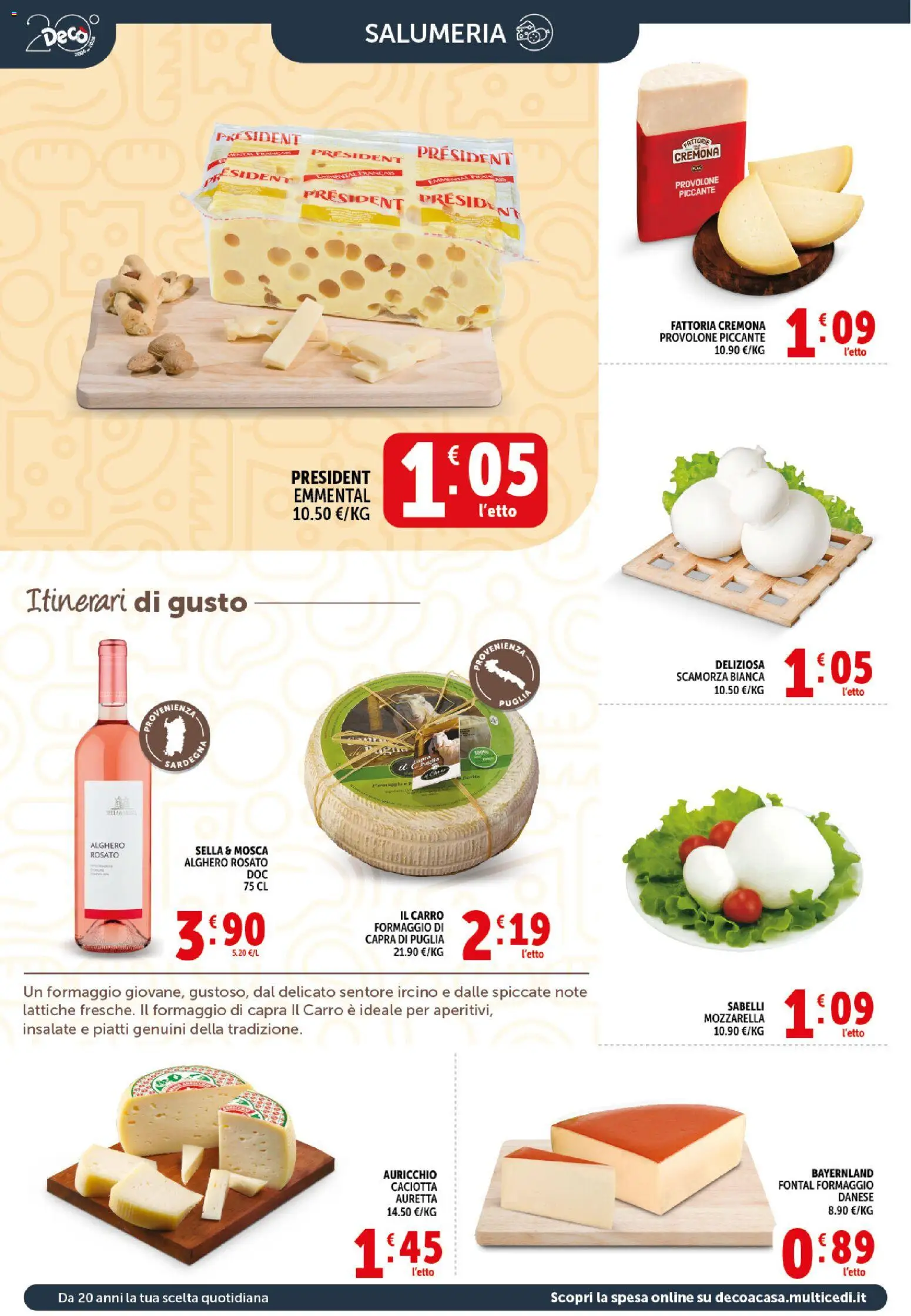 Volantino Decò del 21.04.2026 | Pagina: 2 | Prodotti: Provolone, Mozzarella, Formaggio, Emmental