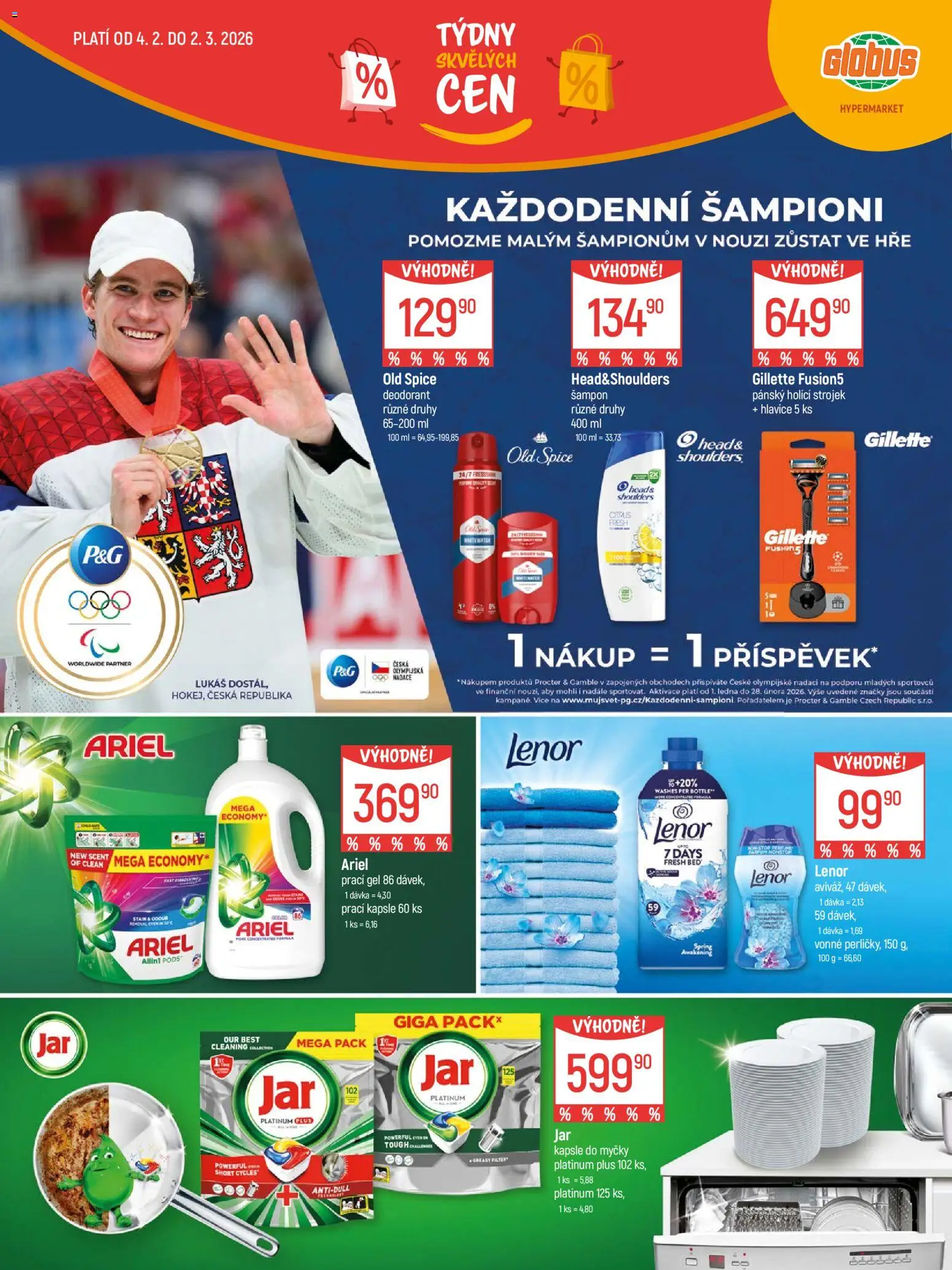 Globus leták - Praha Černý Most od 04.02.2026 | Strana: 23 | Produkty: Prací gel, Globus, Gillette Fusion5, Kapsle do myčky
