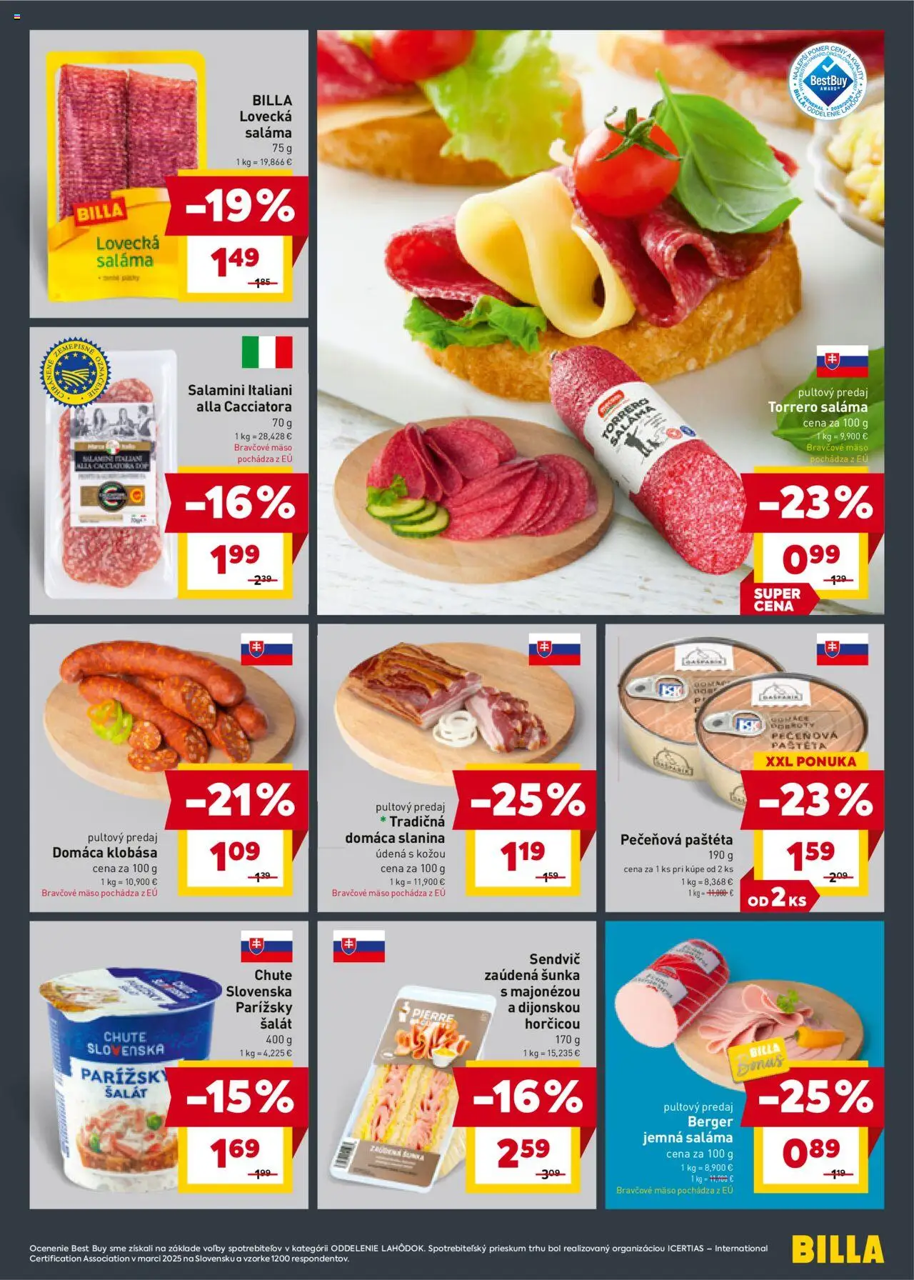 Billa leták │ platný od 06.08.2025 | Strana: 5 | Produkty: Saláma, Šunka, Bravčové mäso, Šalát