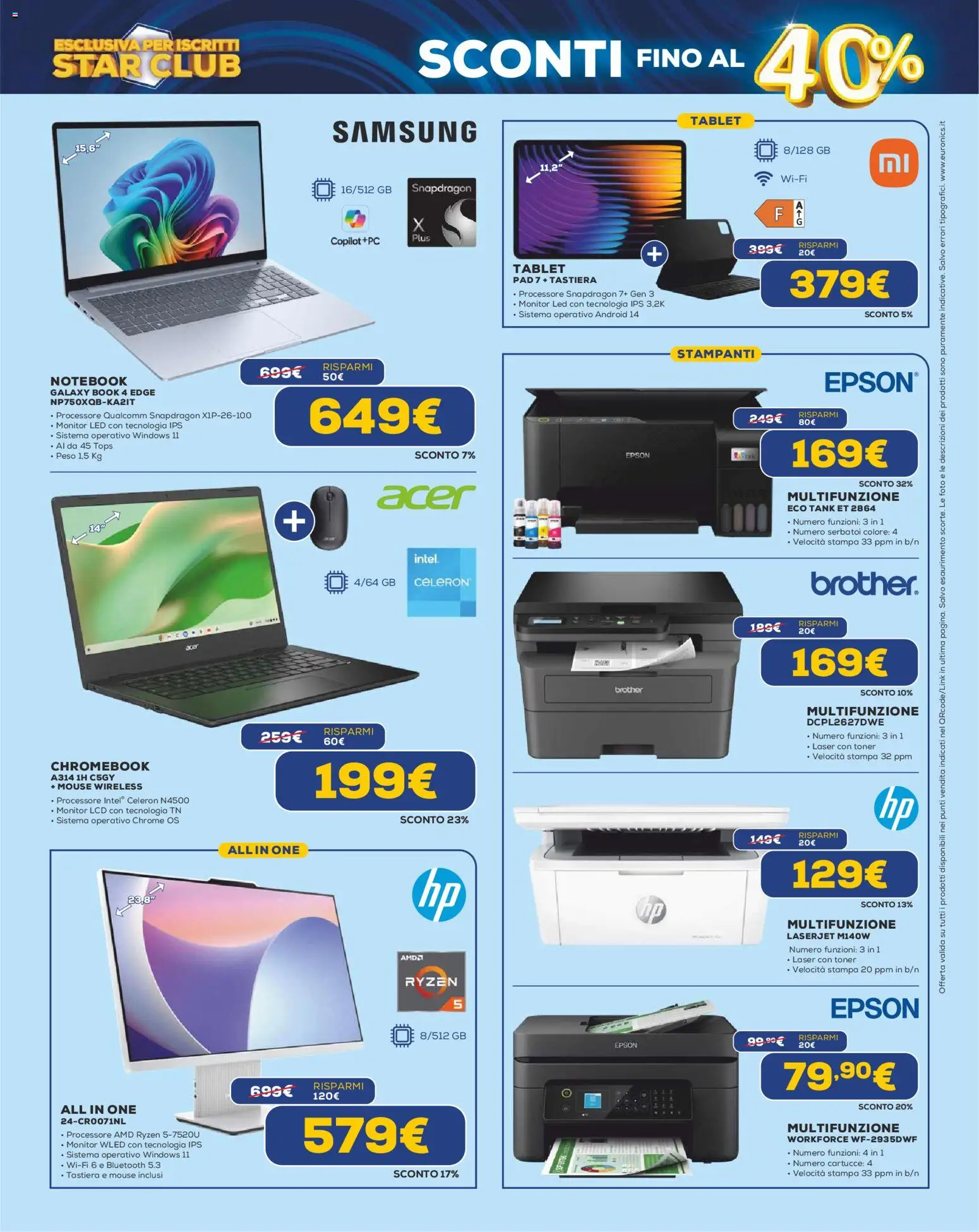 Volantino Euronics del 22.01.2026 | Pagina: 21 | Prodotti: Monitor, Notebook, Tastiera, Toner