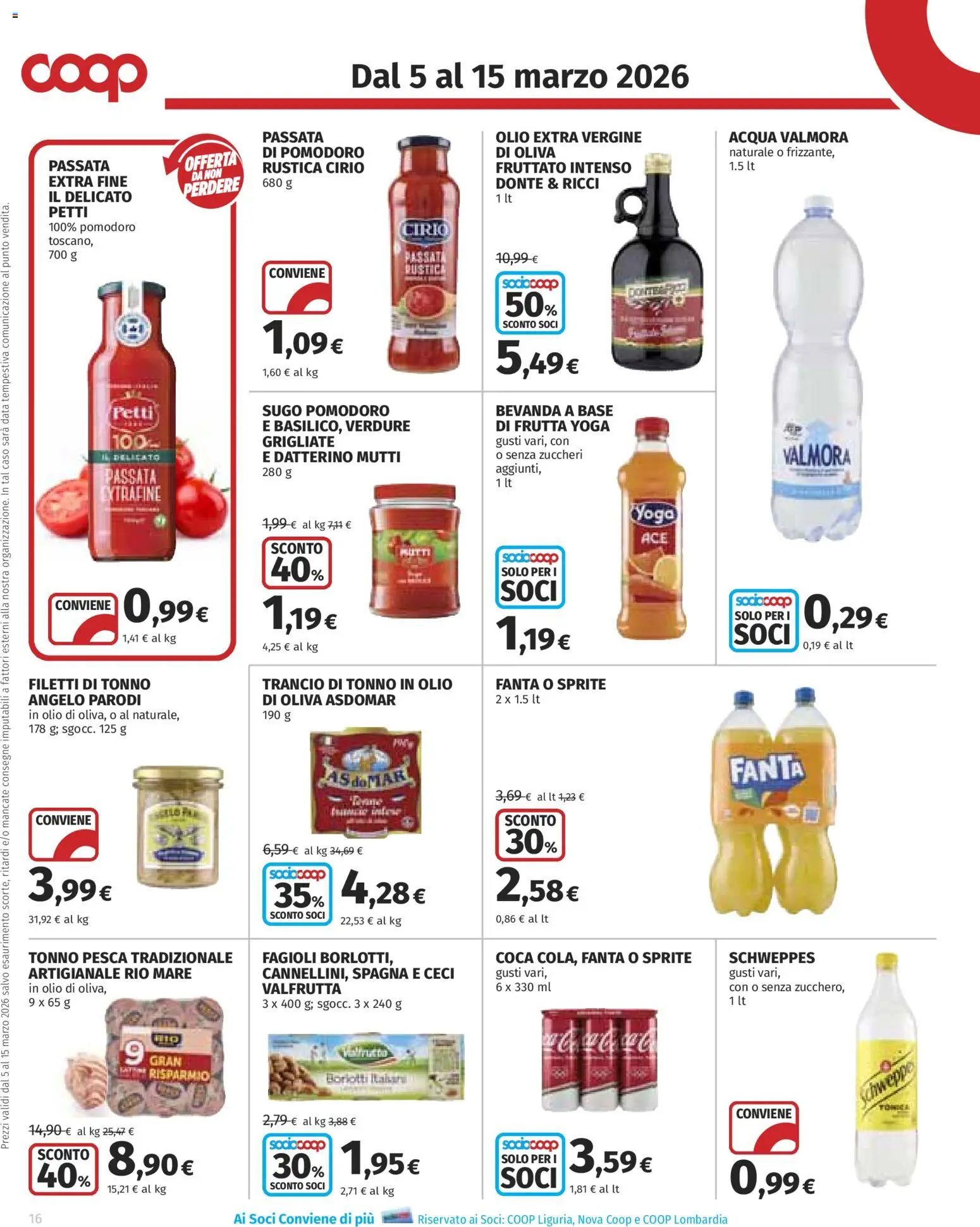 Volantino COOP del 05.03.2026 | Pagina: 16 | Prodotti: Ceci, Frutta, Olio extra vergine, Mutti