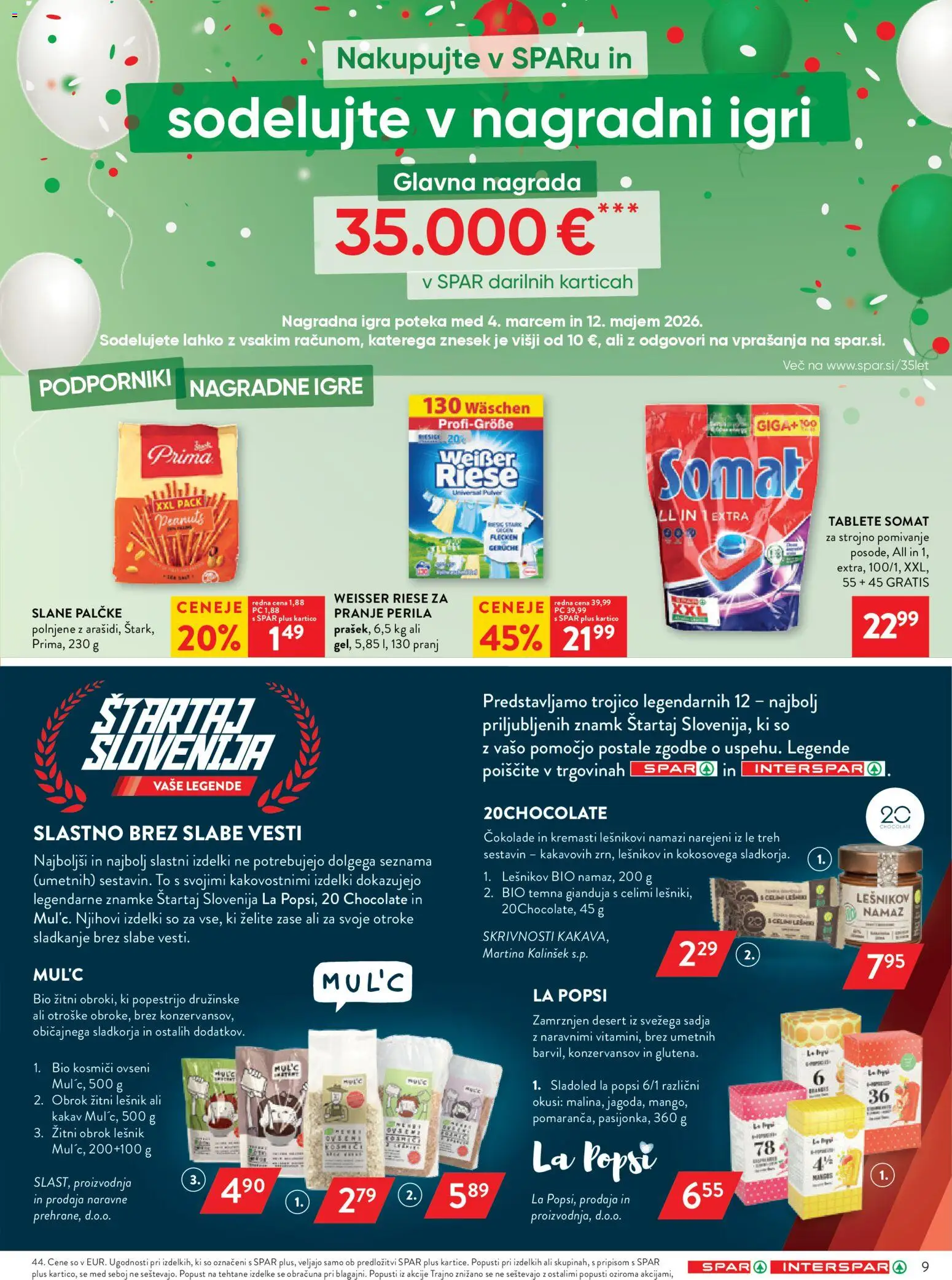 Novi Spar katalog ponudbe – veljaven od 22.04.2026 | Stran: 9 | Izdelki: Igra, Slane palčke, Kakav, Sladoled