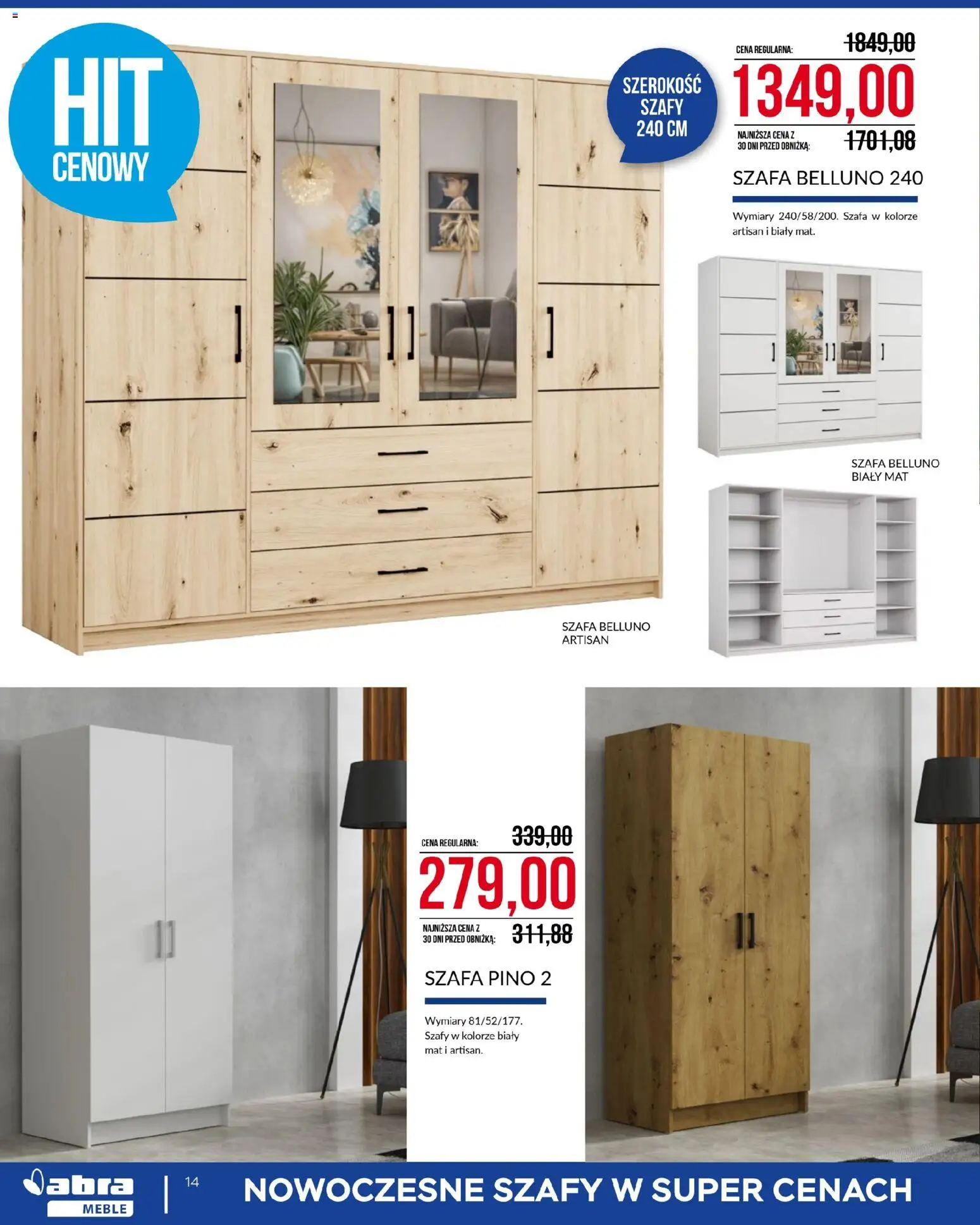 Abra meble gazetka od 04.03.2026 | Strona: 14 | Produkty: Szafa