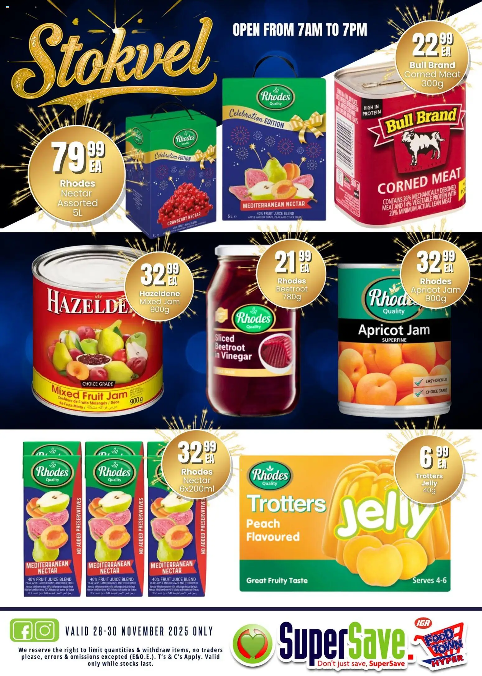 New Super Save catalogue – valid from 28.11.2025 | Page: 22 | Products: Corned meat, Jam, Detergente líquido, Juice