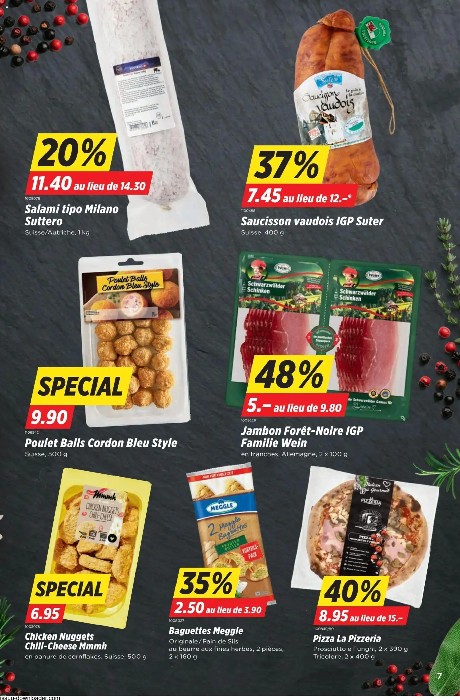 Denner aktionen FR – gültig ab 09.04.2026 | Seite: 7 | Produkte: Baguette, Butter, Schinken, Pizza