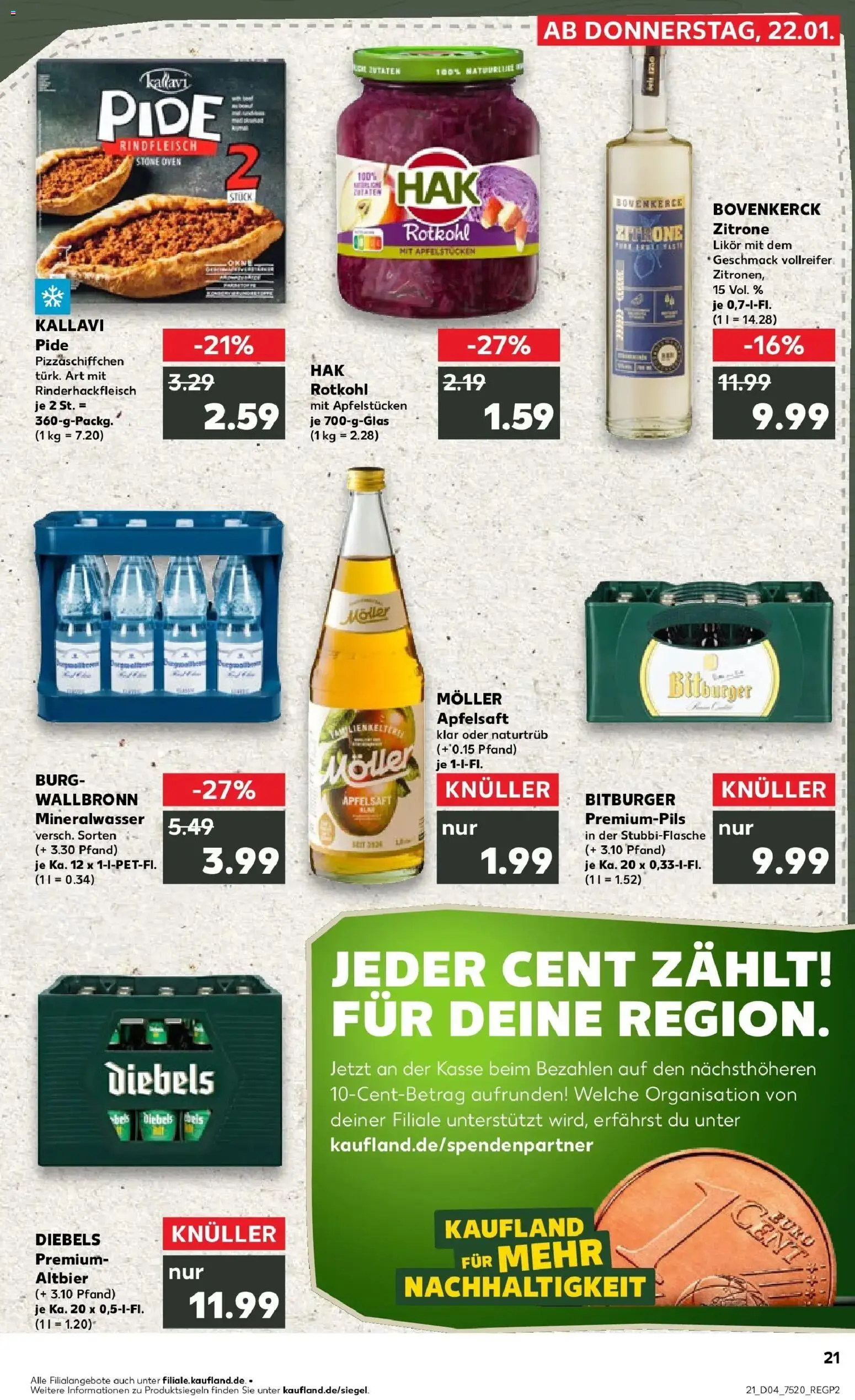 Kaufland prospekt Borken	 – gültig ab 25.01.2026 | Seite: 21 | Produkte: Rotkohl, Mineralwasser, Apple, Rindfleisch
