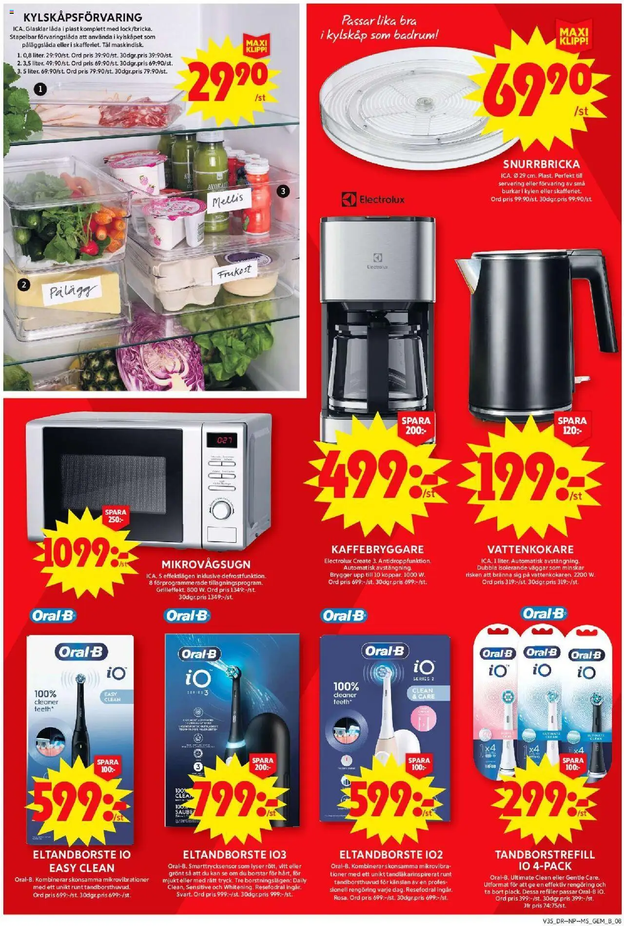 ICA Maxi reklamblad aktuell från 25.08.2025 | Sida: 12 | Produkter: Kaffebryggare, Låda, Kylskåp, Mikrovågsugn