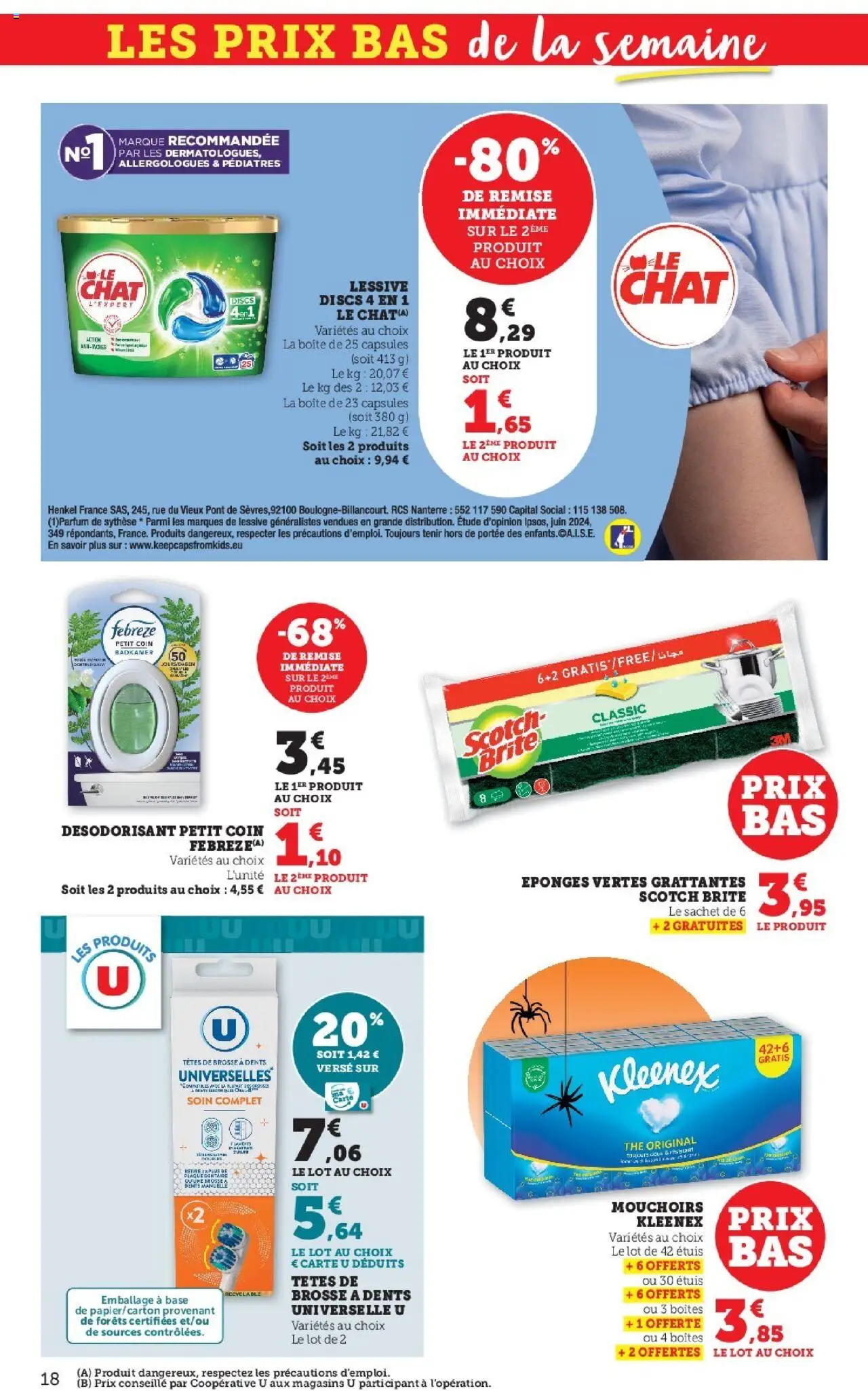 {H1} | Page: 18 | Produits: Brosse, Brosse à dents, Mouchoirs, Lessive