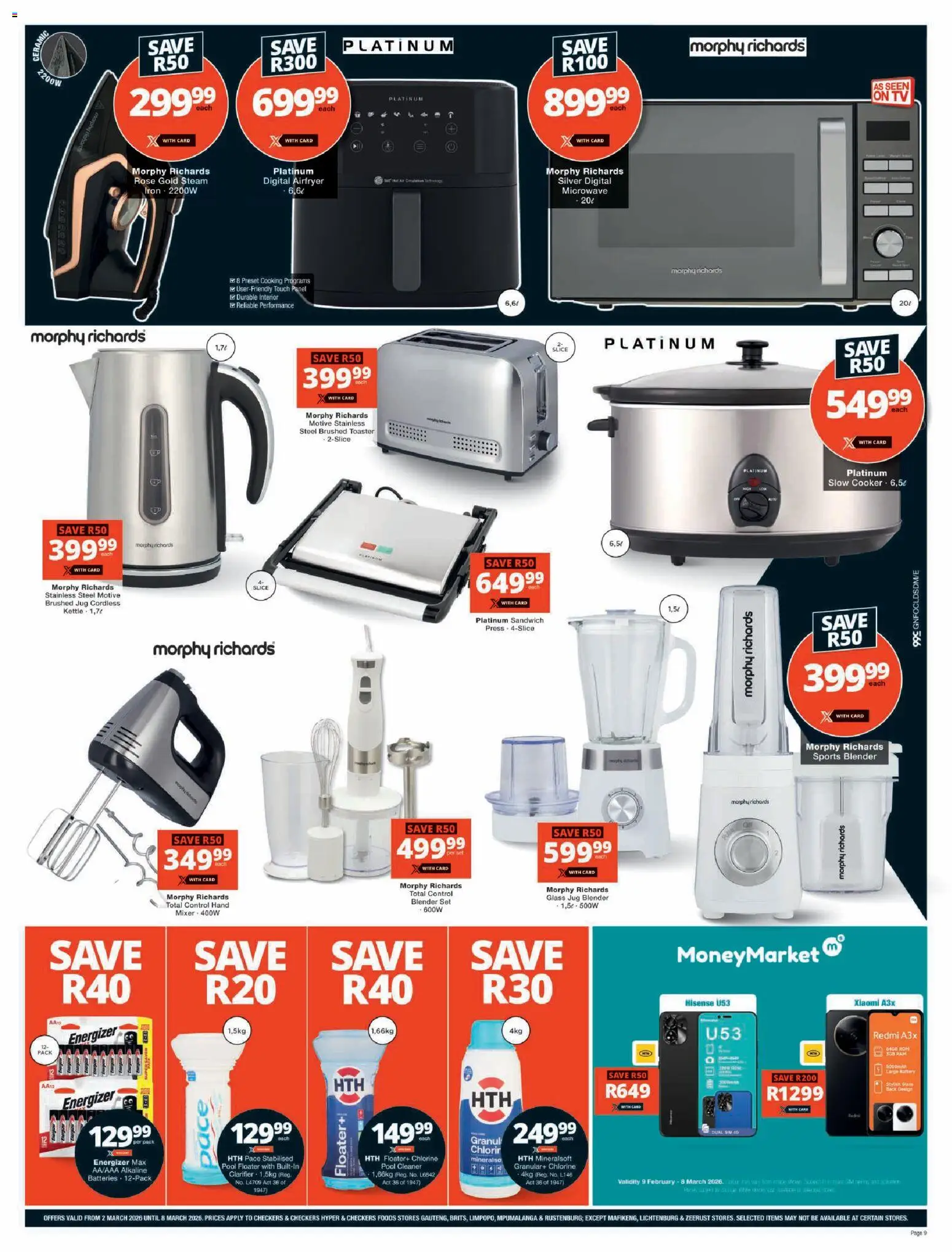 New Checkers catalogue – valid from 02.03.2026 | Page: 9 | Products: Sim, Mixer, Toaster, Microwave