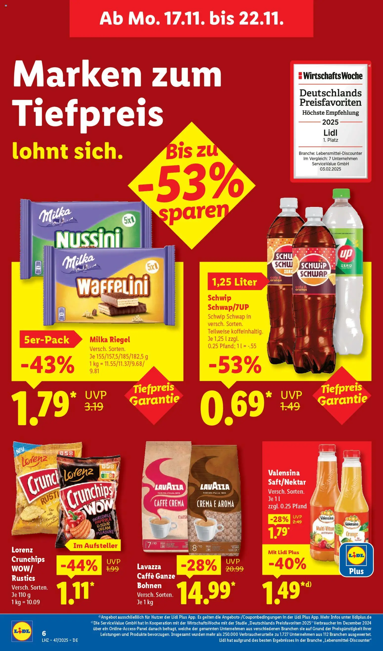 Lidl Prospekt Uffenheim – gültig ab 17.11.2025 | Seite: 14 | Produkte: Schwip schwap, Valensina, Paprika, Lorenz crunchips