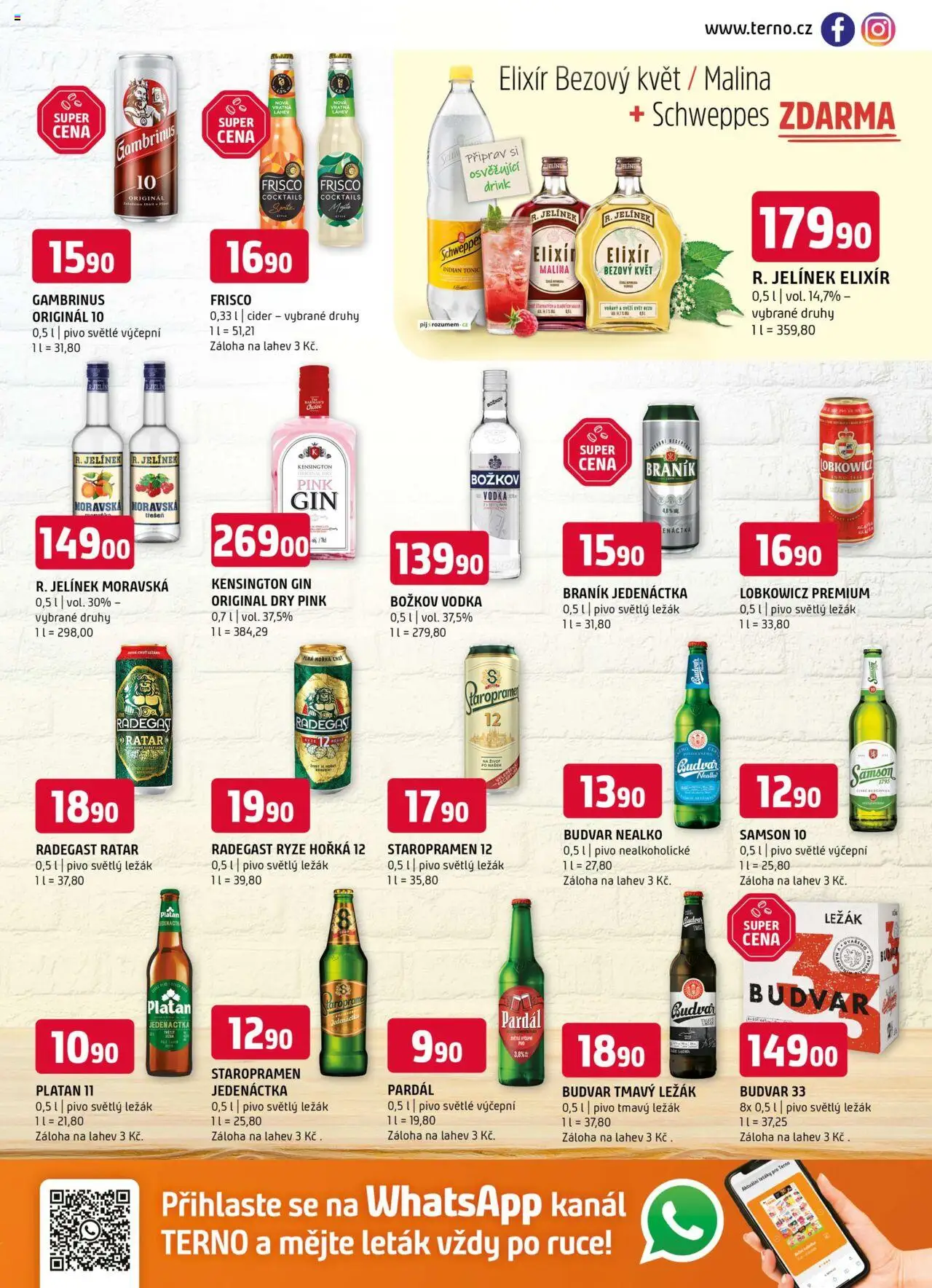 Terno leták - Český Krumlov, Jihlava, Prachatice, Strakonice, Tábor, Zlín od 20.08.2025 | Strana: 13 | Produkty: Radegast Ryze Hořká 12, Rýže, Gin, Budvar 33