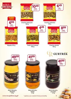 Pogląd oferty "Społem Gazetka" - ważna od 01.02.2026 | Strona: 11 | Produkty: Miód, Orzechy włoskie, Pestki dyni, Orzechy
