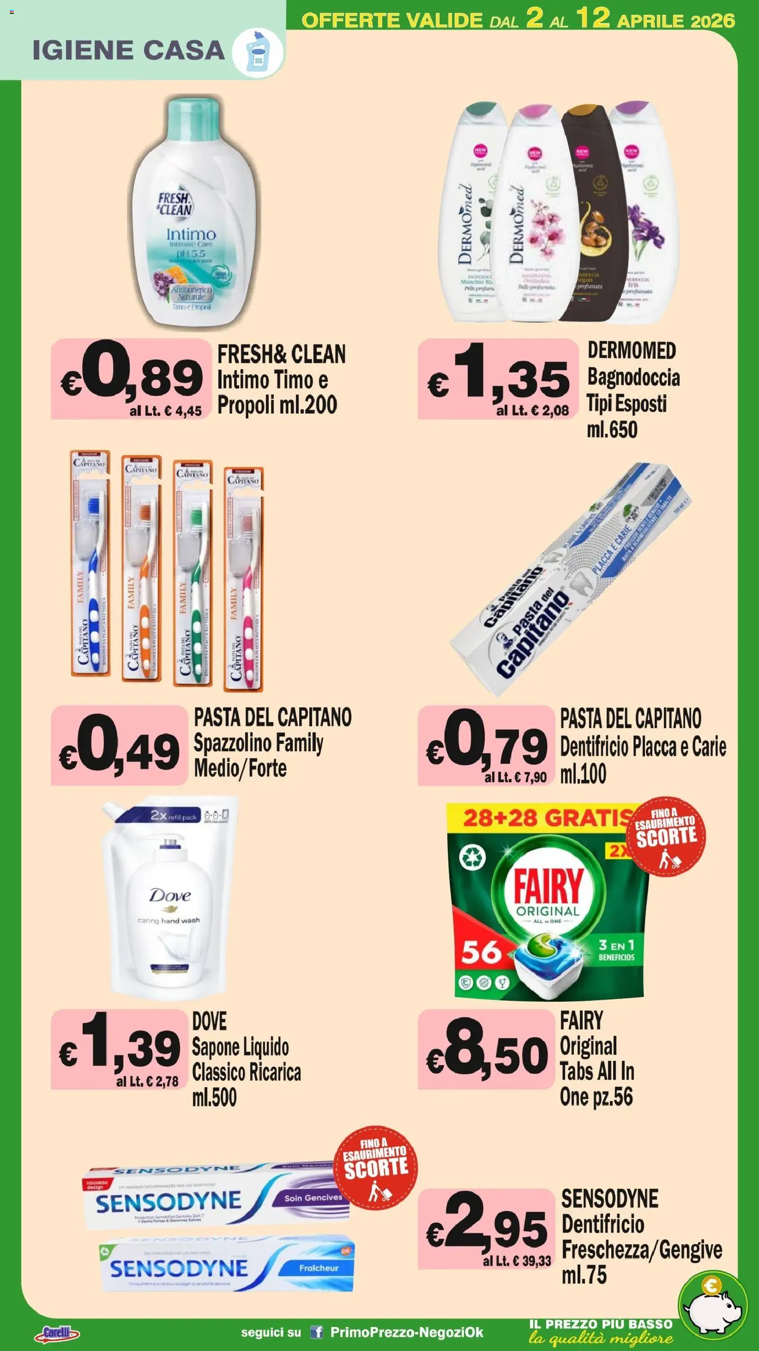 Volantino Primo Prezzo del 02.04.2026 | Pagina: 28 | Prodotti: Sapone, Spazzolino, Intimo, Pasta