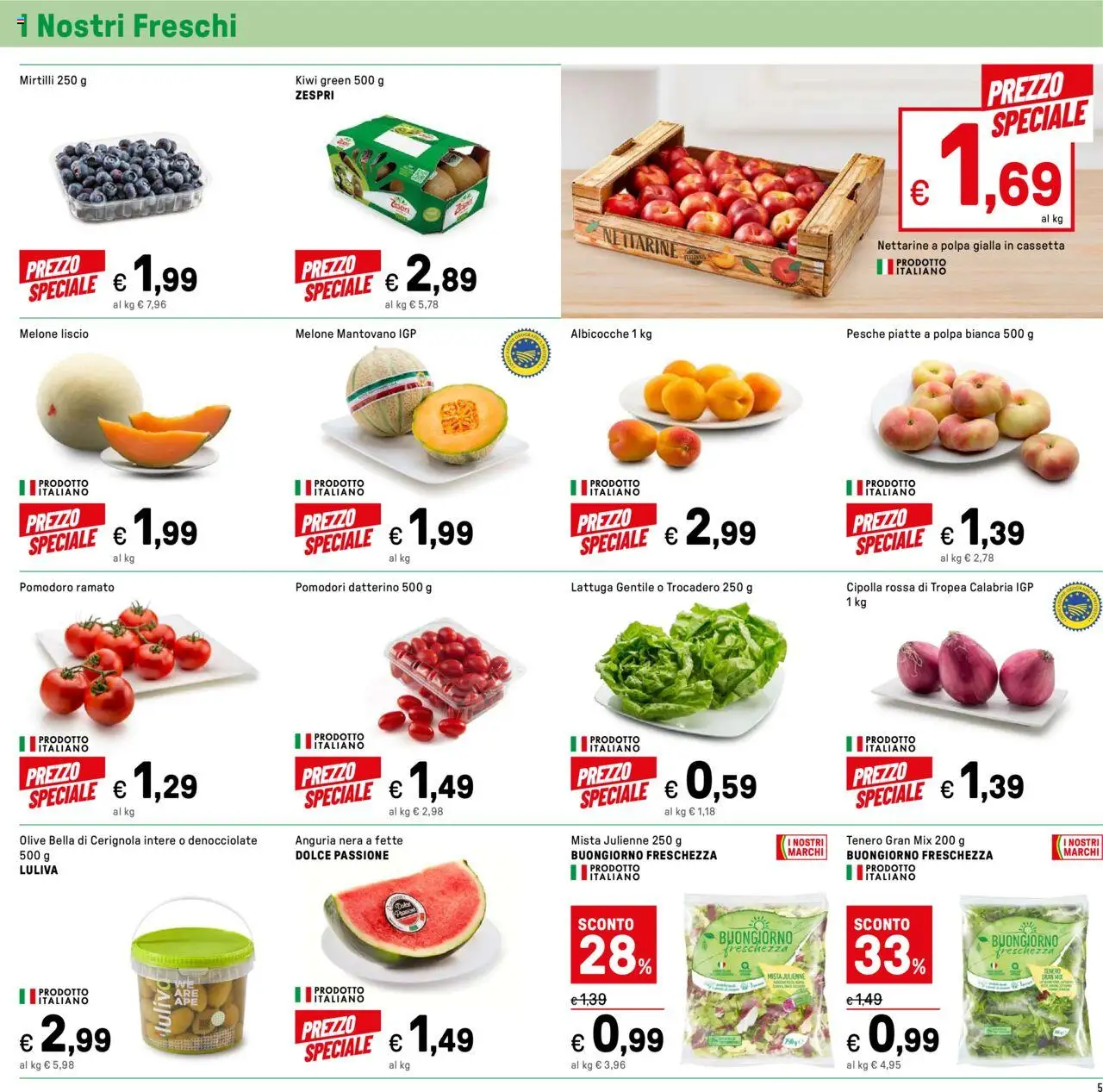 Volantino Iper del 13.06.2025 | Pagina: 5 | Prodotti: Olive, Pomodori, Mirtilli, Lattuga
