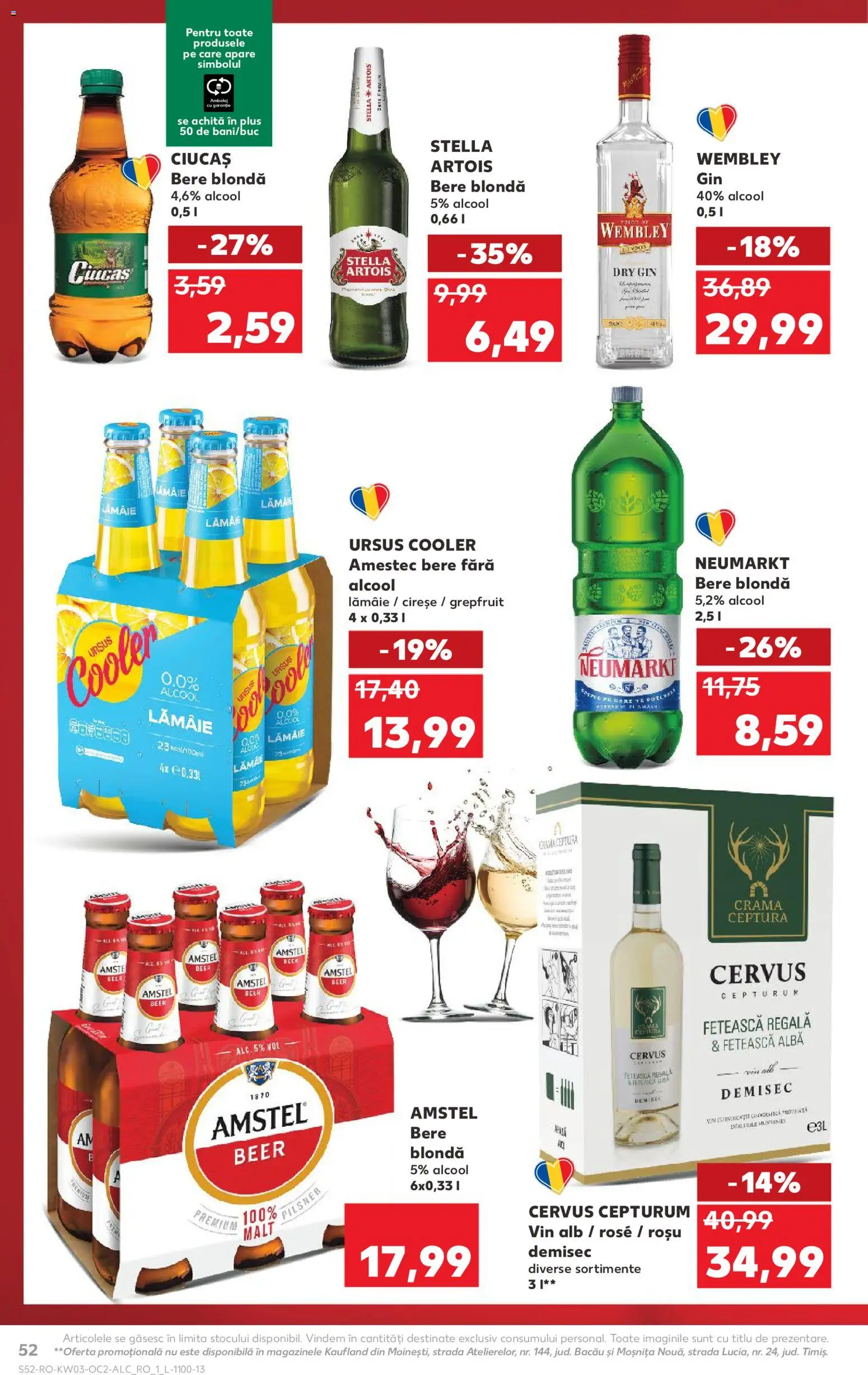 Noul catalog Kaufland – valabil de la 14.01.2026 | Pagină: 52 | Produse: Bere, Gin, Cireșe, Lămâie