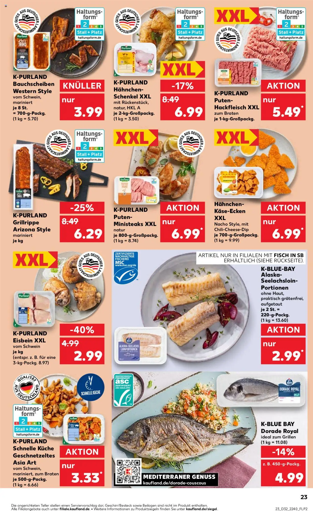 Kaufland prospekt Stuttgart	 - gültig ab dem 07.08.2025 | Seite: 23 | Produkte: Dorade, Hahnchen, Fisch, Hackfleisch