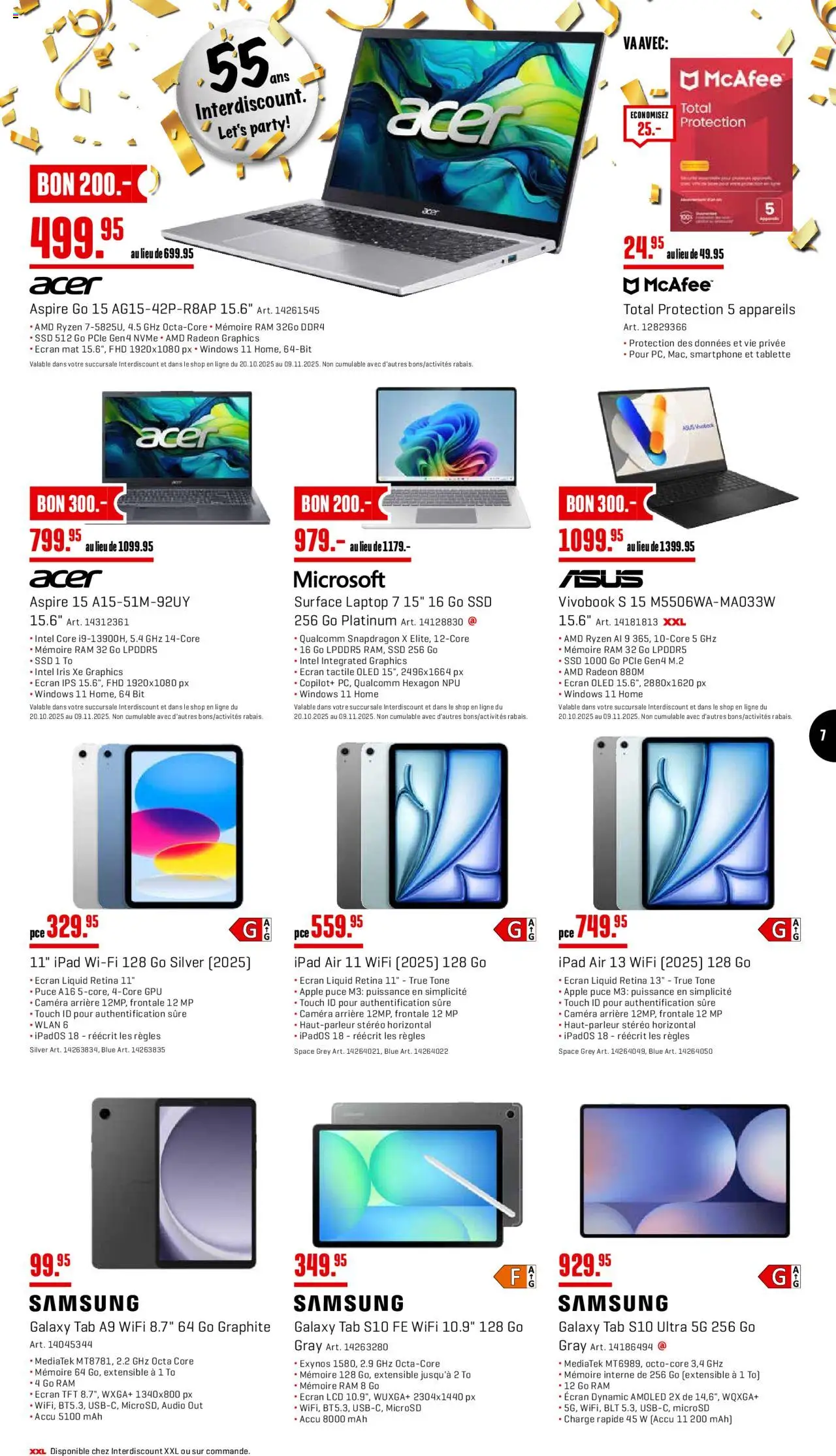 Interdiscount Aktionen FR – gültig ab 20.10.2025 | Seite: 7 | Produkte: Audio, Laptop, Tablette, Apple
