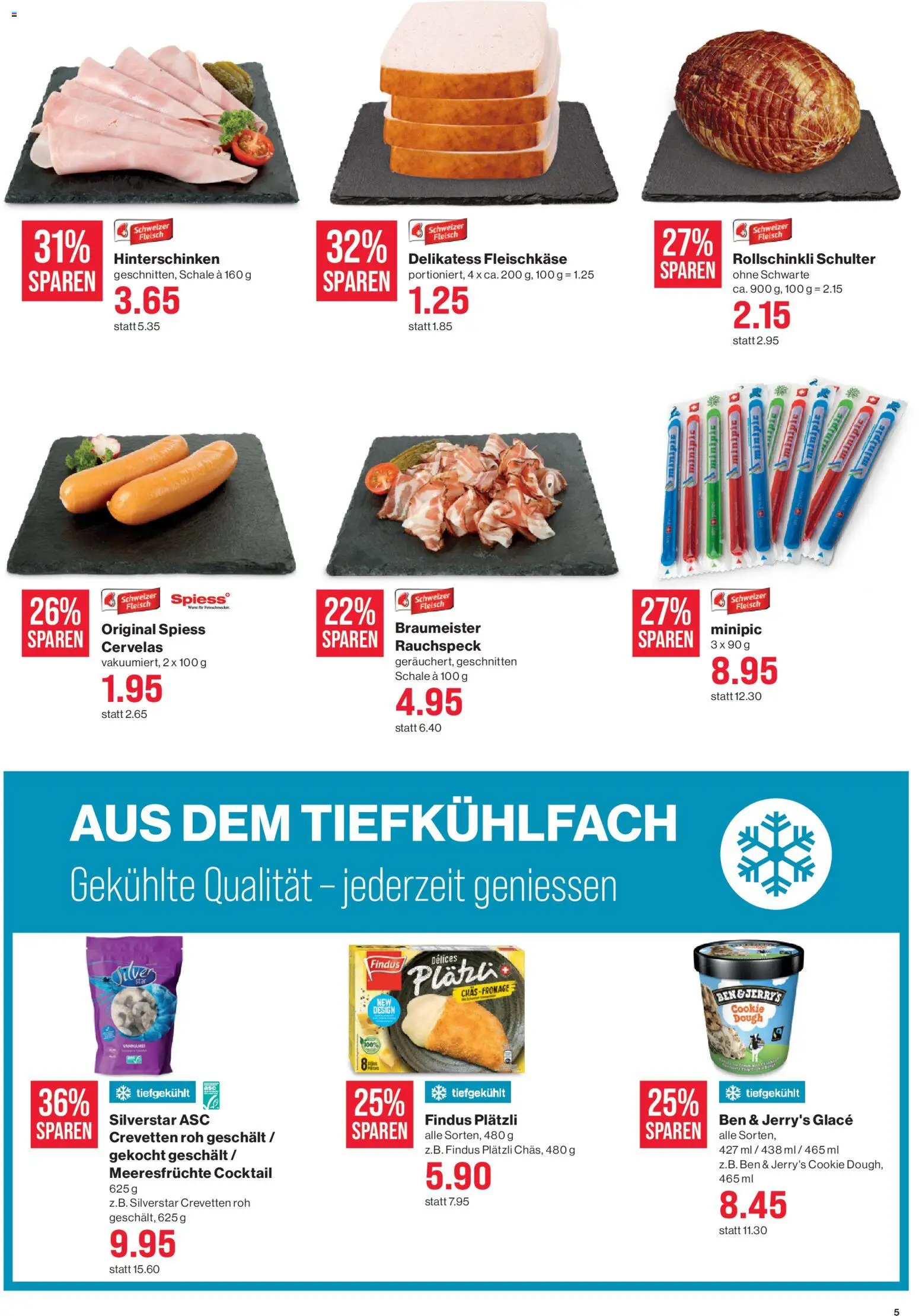 SPAR Aktionen – gültig ab 20.11.2025 | Seite: 5 | Produkte: Glace, Meeresfrüchte, Wurst