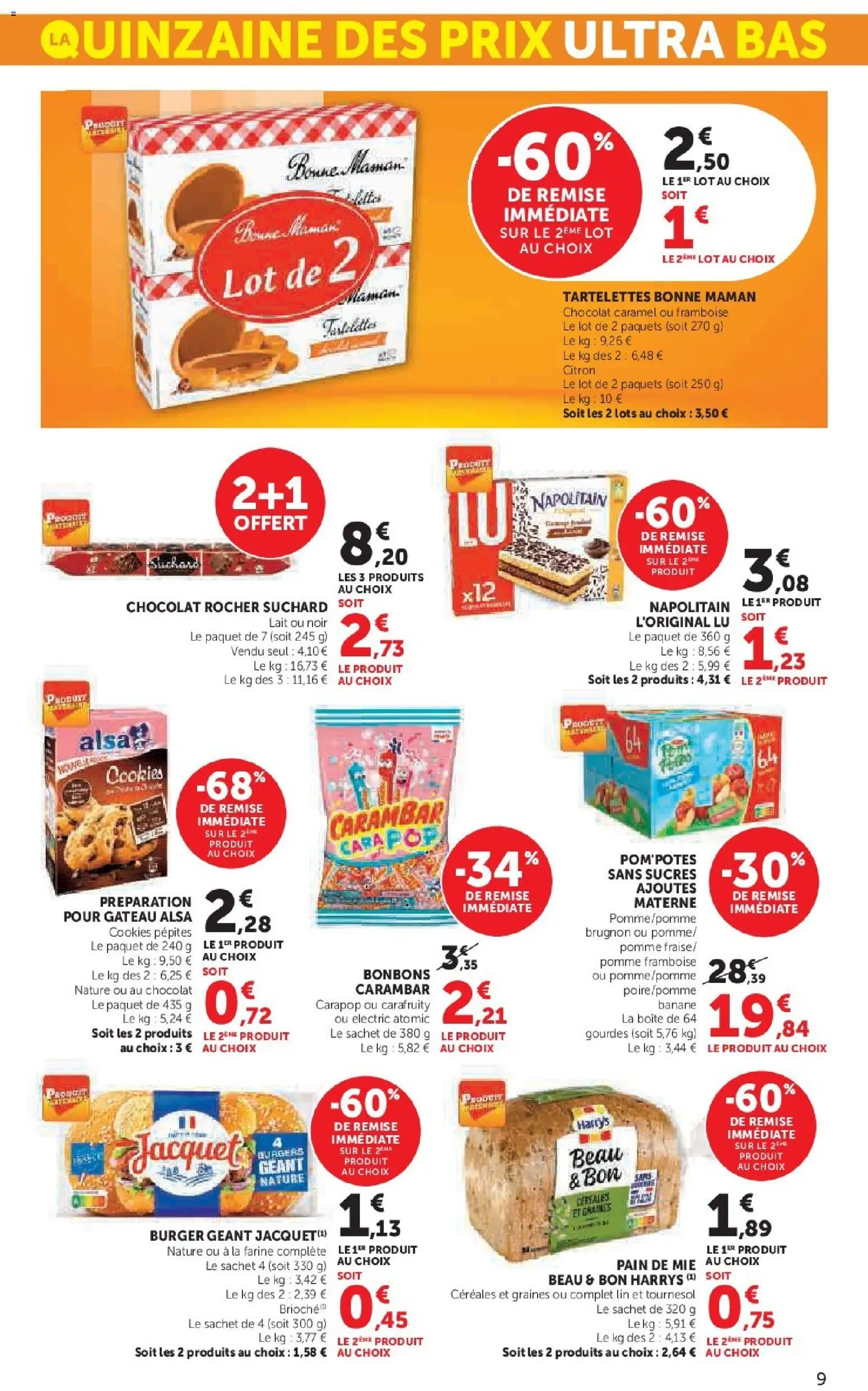 {H1} | Page: 9 | Produits: Citron, Framboise, Lait, Pain