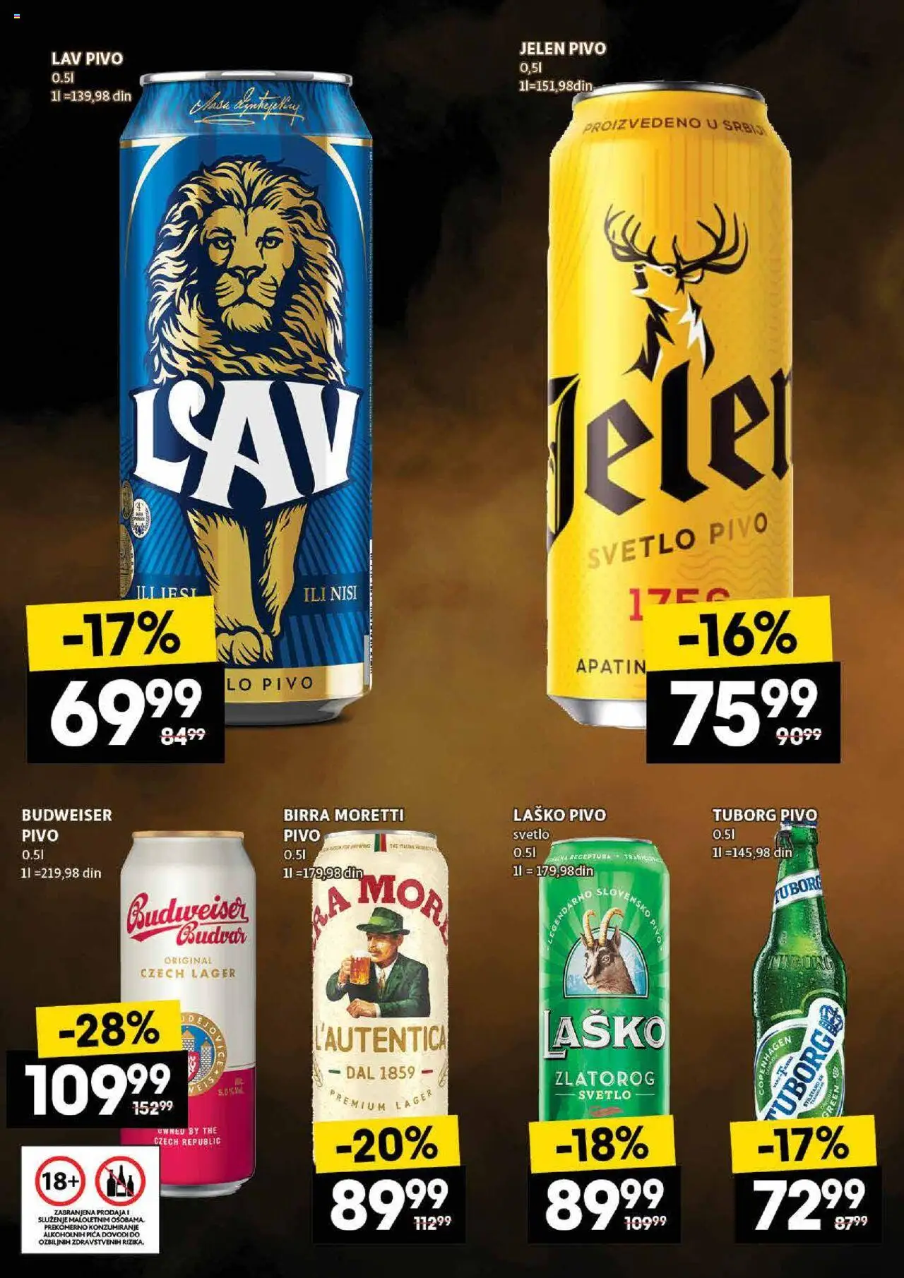 Idea katalog - važi od 24.07.2025 | Strana: 40 | Proizvode: Budweiser, Birra Moretti, Tuborg, Pica