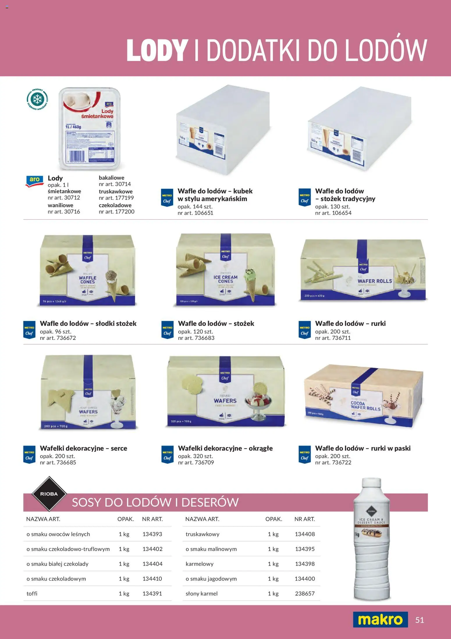Makro gazetka - Produktów marek własnych dla profesjonalnej Gastronomii od 01.03.2026 | Strona: 51 | Produkty: Czekolady, Wafle, Wafelki, Lody