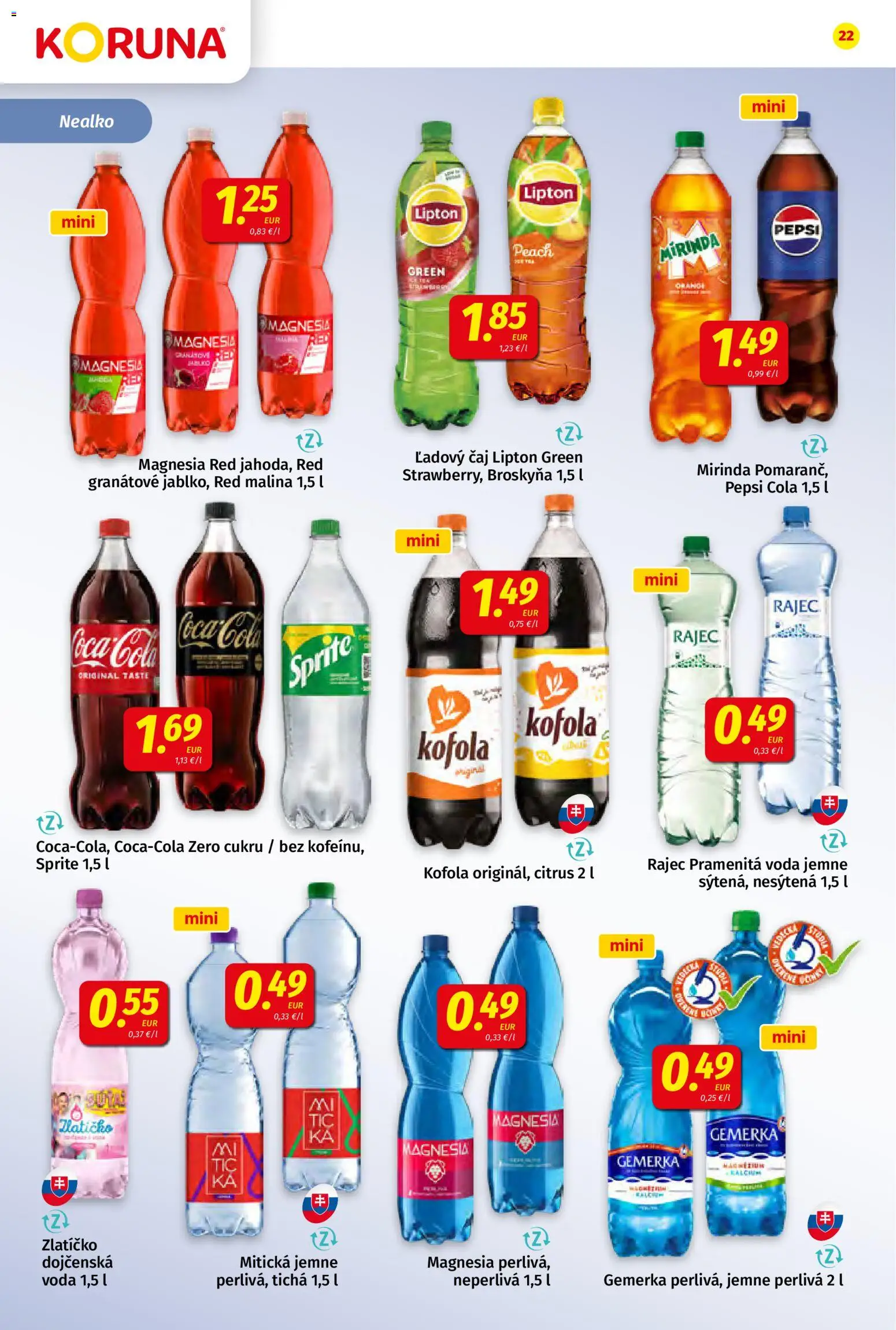 Nové Koruna akcie – leták je platný od 20.03.2026 | Strana: 22 | Produkty: Čaj, Kofola, Sprite, Cola