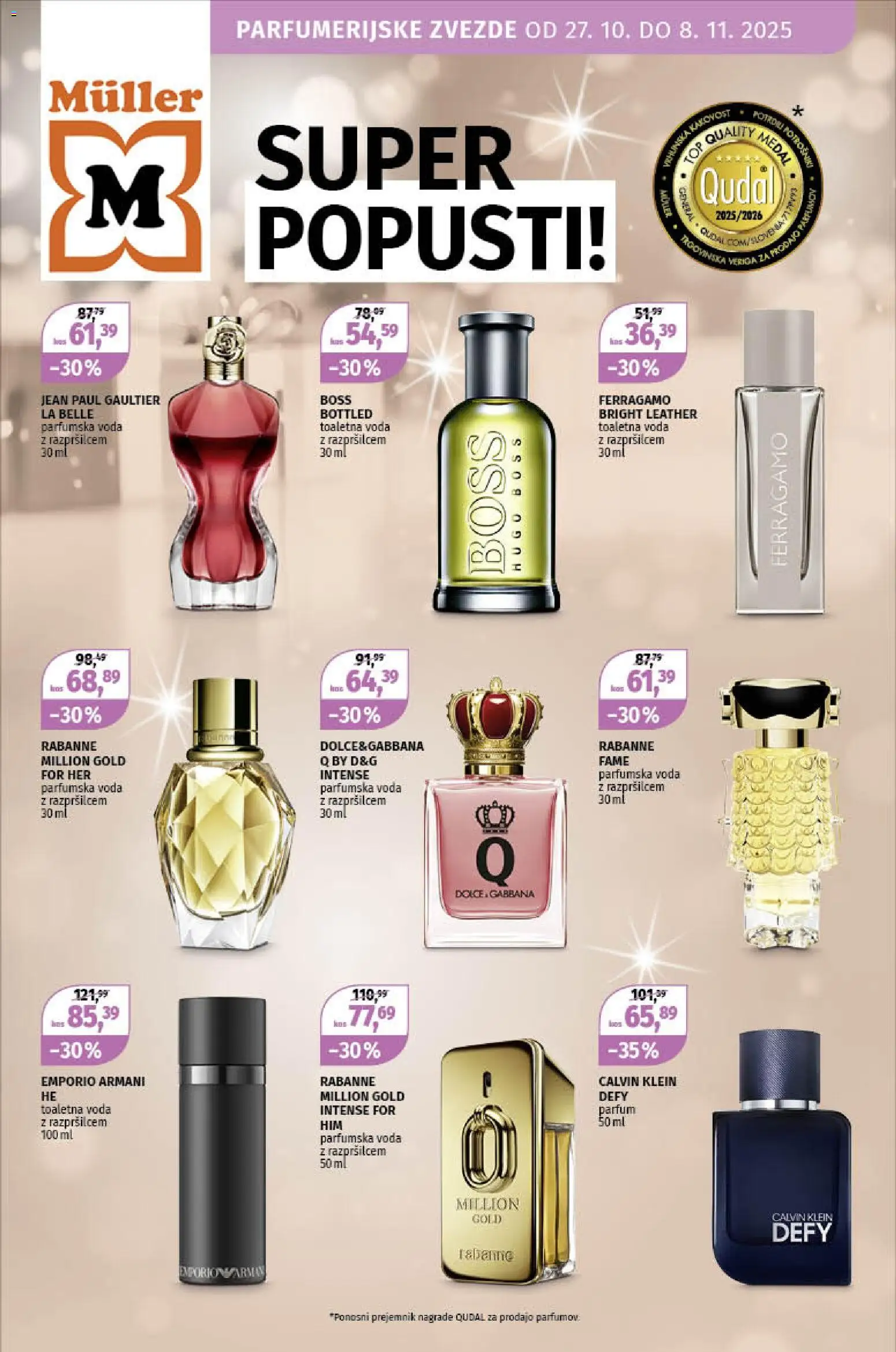 Novi Müller katalog ponudbe – veljaven od 27.10.2025 | Stran: 1 | Izdelki: Kos, Parfum, Voda, Toaletna voda