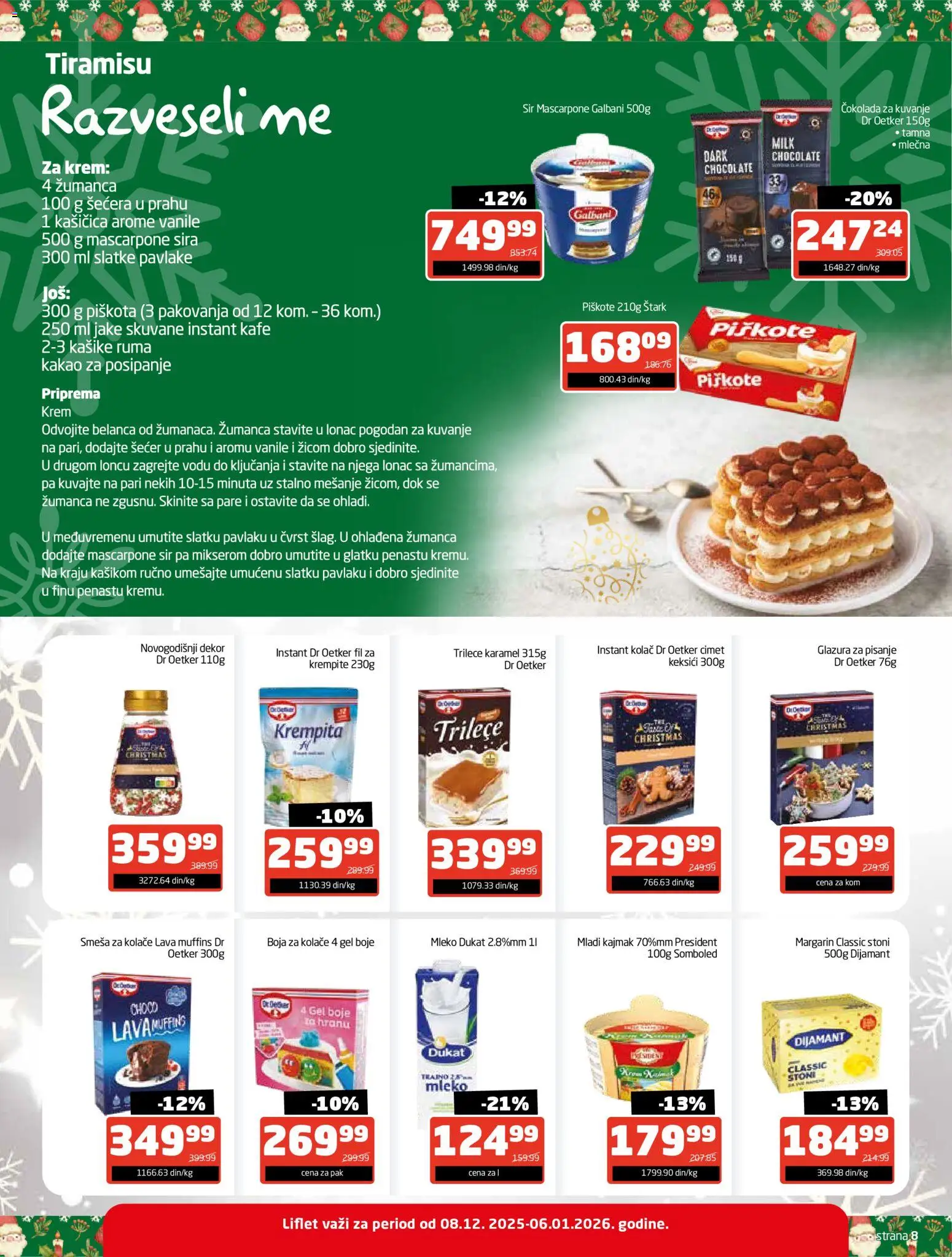 Gomex katalog - važi od 08.12.2025 | Strana: 8 | Proizvode: Čokolada za kuvanje, Sir, Šećer u prahu, Mascarpone