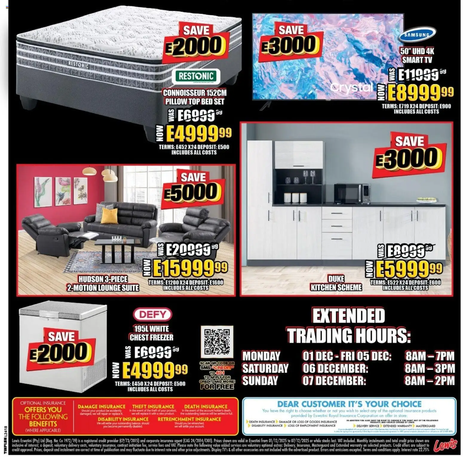 New Lewis Stores catalogue – valid from 01.12.2025 | Page: 3 | Products: Freezer, Bed, Pillow, TV