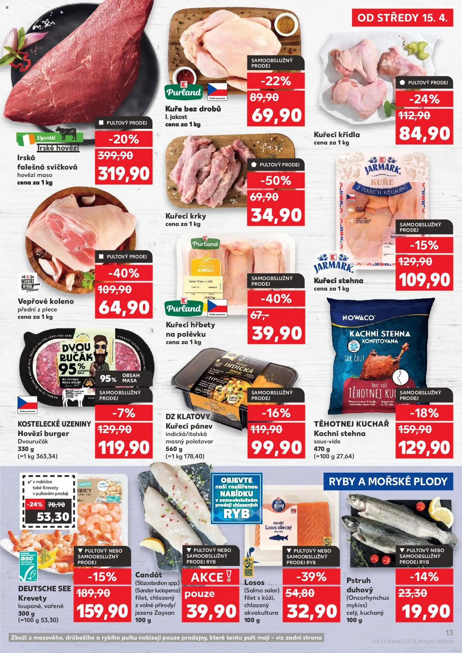 Kaufland leták - Chomutov od 15.04.2026 | Strana: 13 | Produkty: Pánev, Losos, Pstruh, Krevety