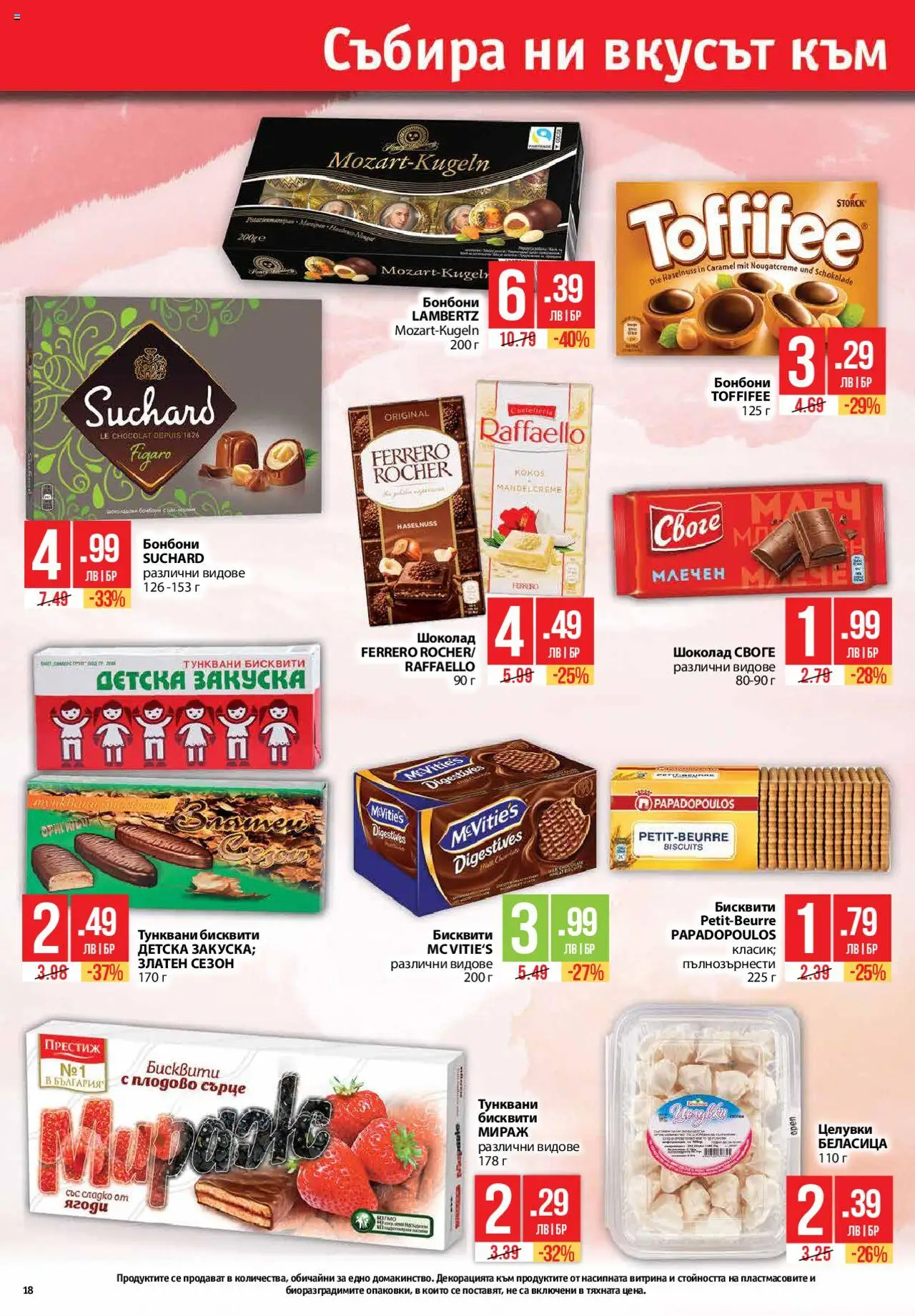  | Страница: 18 | Продукти: Шоколад, Бонбони, Ягоди, Бисквити