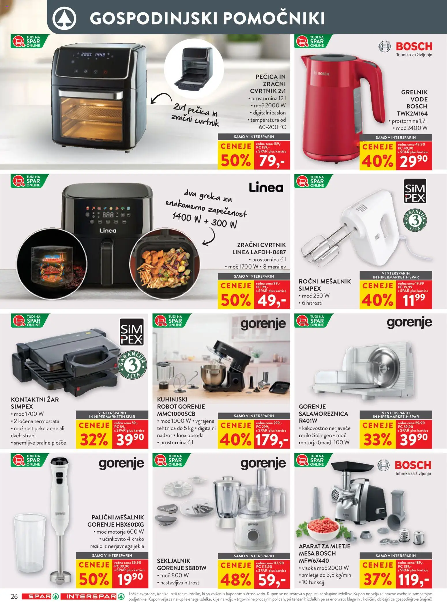 Novi Spar katalog ponudbe – veljaven od 28.01.2026 | Stran: 32 | Izdelki: Mesalnik, Pecica, Aparat za mletje, Robot