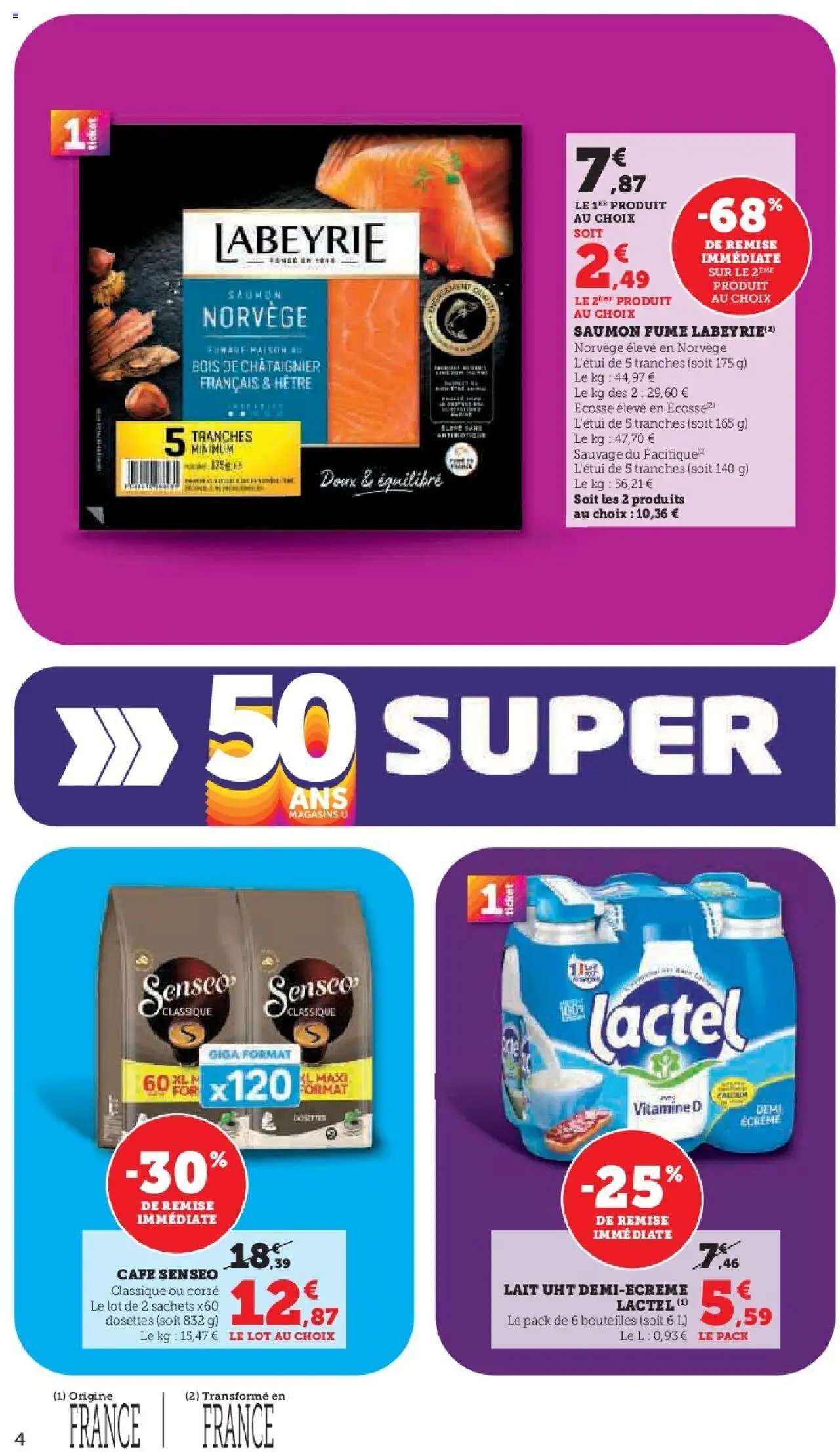 {H1} | Page: 4 | Produits: Senseo, Lait, Café, Saumon