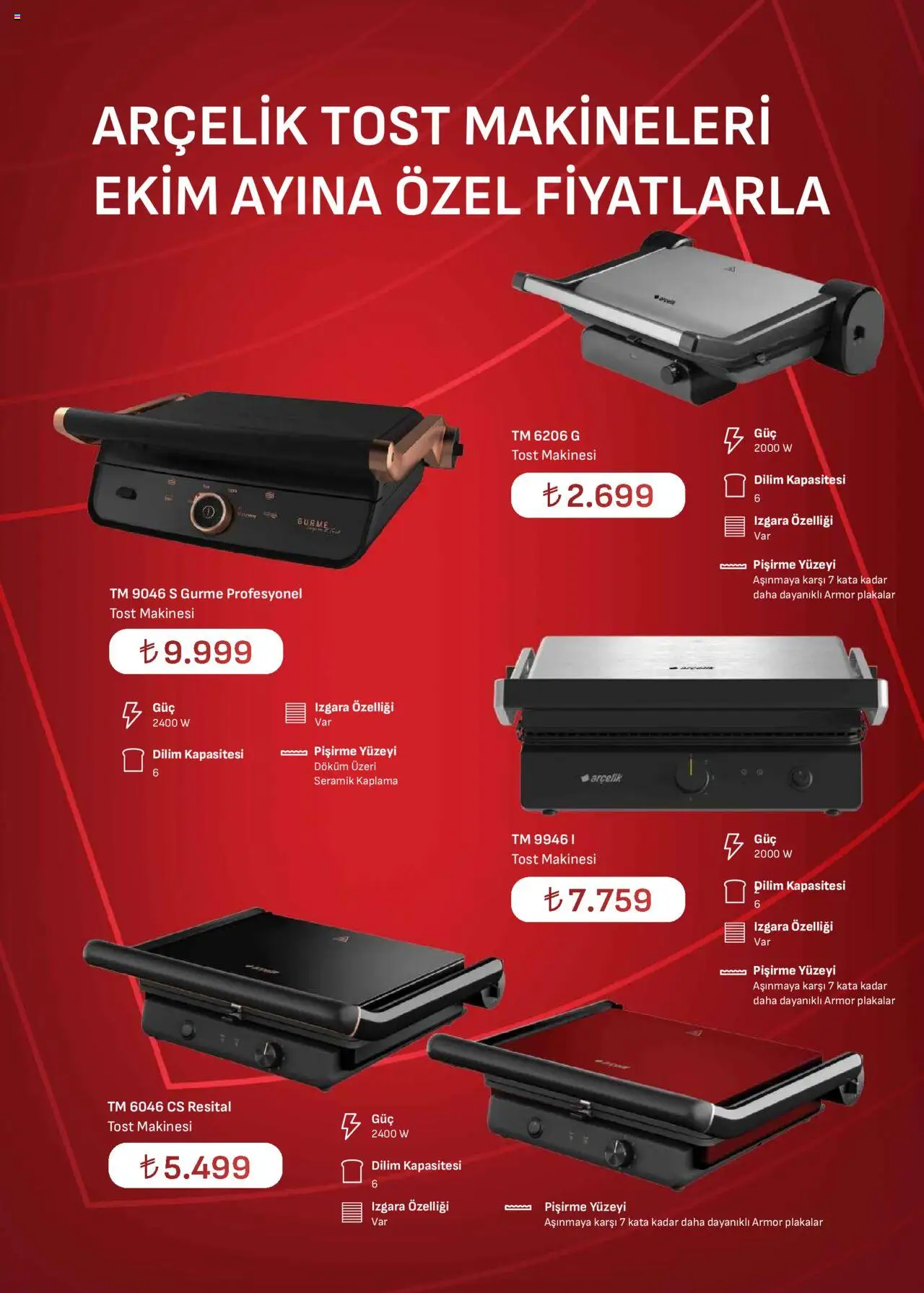 Arçelik Katalog - 01.10.2025 tarihinden itibaren geçerlidir | Sayfa: 40 | Ürünler: Tost makinesi, Izgara