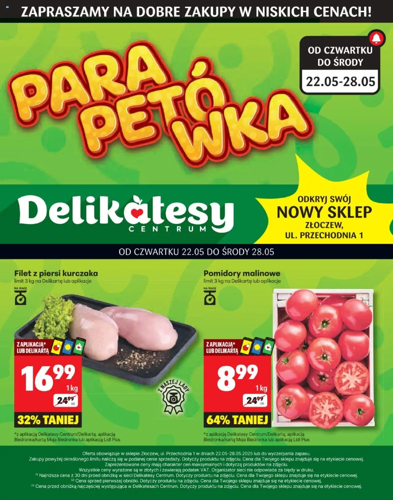 Delikatesy Centrum Gazetka - Złoczew Otwarcie od 22.05.2025 | Strona: 1 | Produkty: Piersi, Pomidory malinowe, Delikatesy, Pomidory