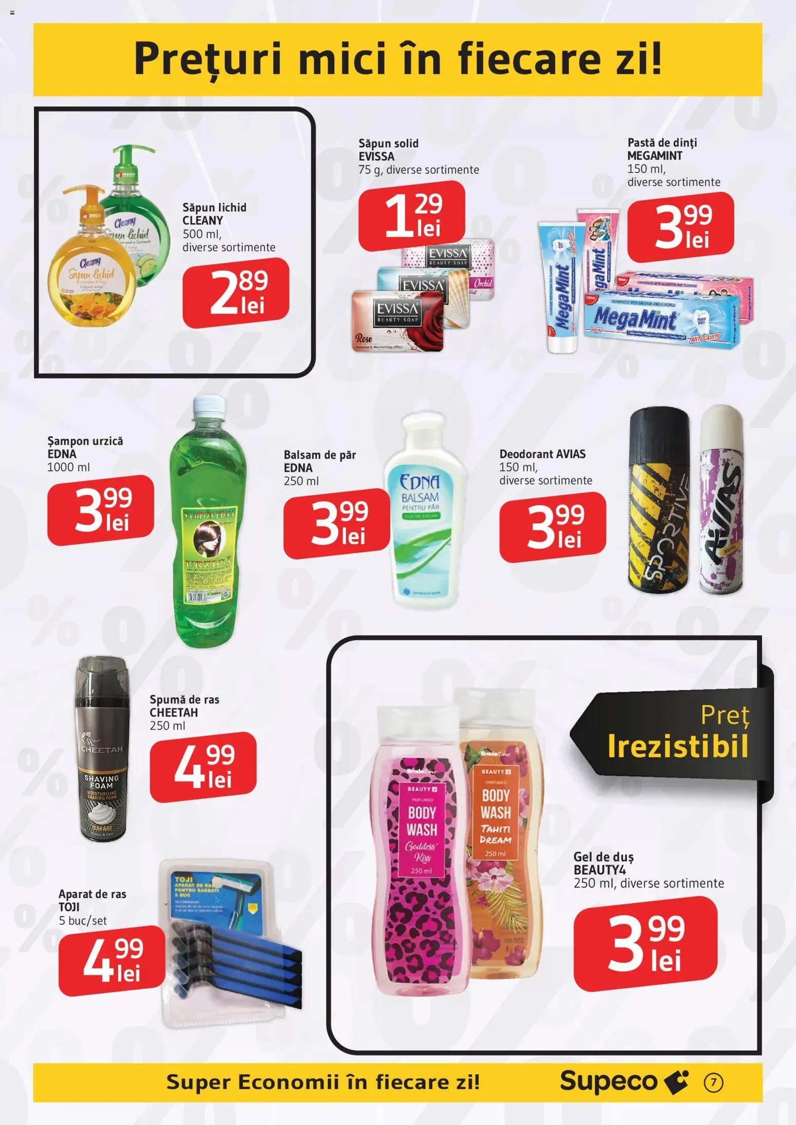 Noul catalog Supeco – valabil de la 15.01.2026 | Pagină: 7 | Produse: Mici, Spumă de ras, Gel de duș, Pastă de dinți