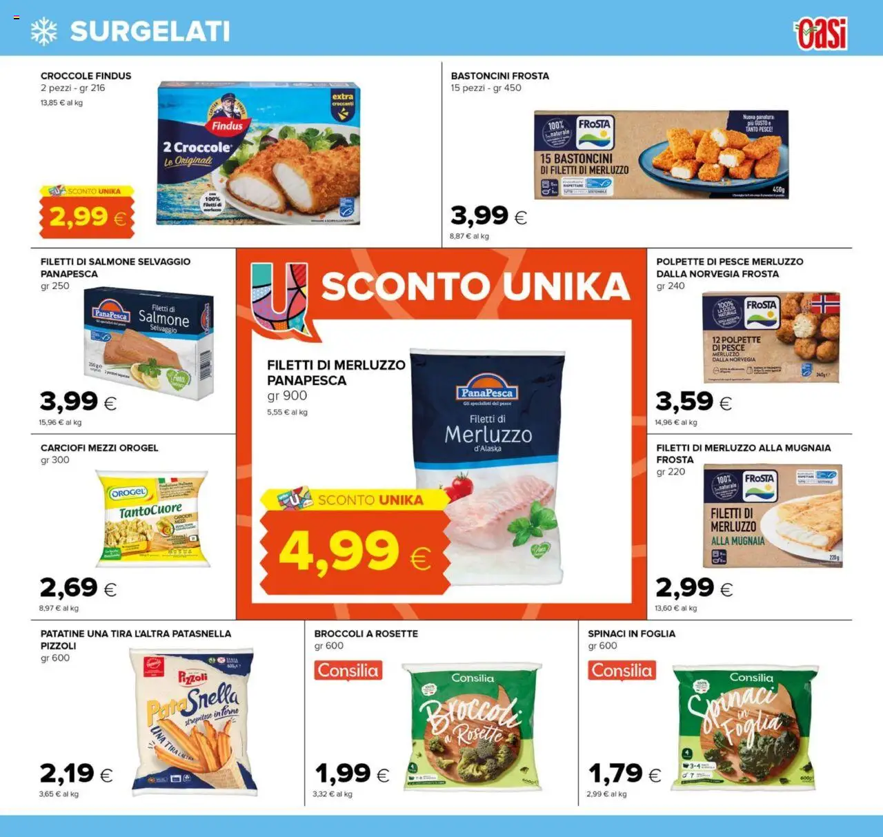 Volantino Oasi del 21.08.2025 | Pagina: 19 | Prodotti: Salmone, Merluzzo, Patatine, Carciofi