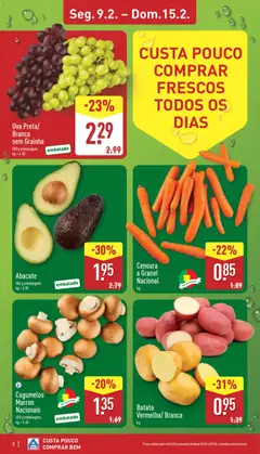 Pré-visualização Aldi folheto válido de 09.02.2026 | Página: 2 | Produtos: Batata, Abacate, Cenoura, Cogumelos