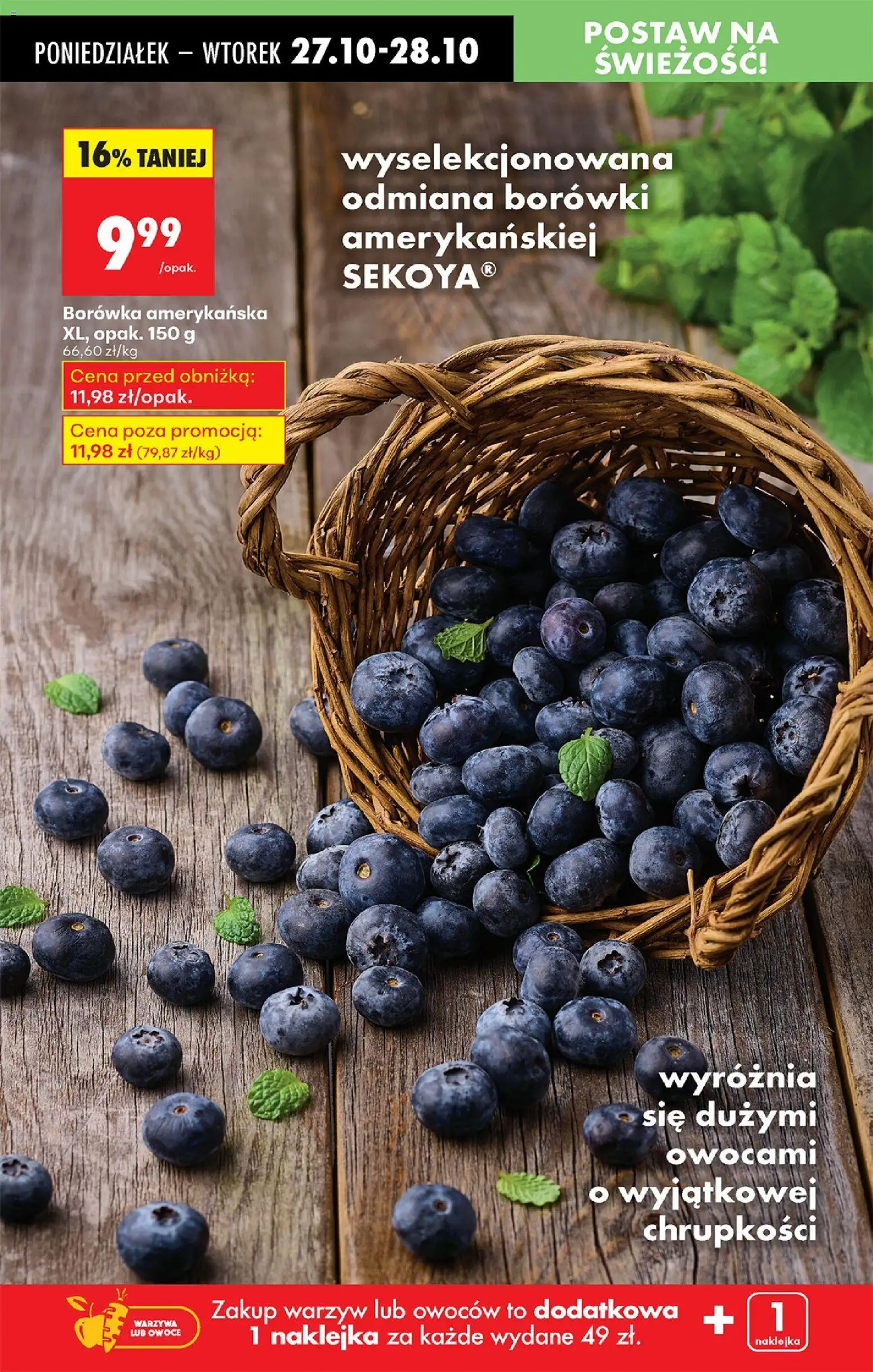Biedronka gazetka od 27.10.2025 | Strona: 22 | Produkty: Borówka amerykańska, Warzywa, Owoce