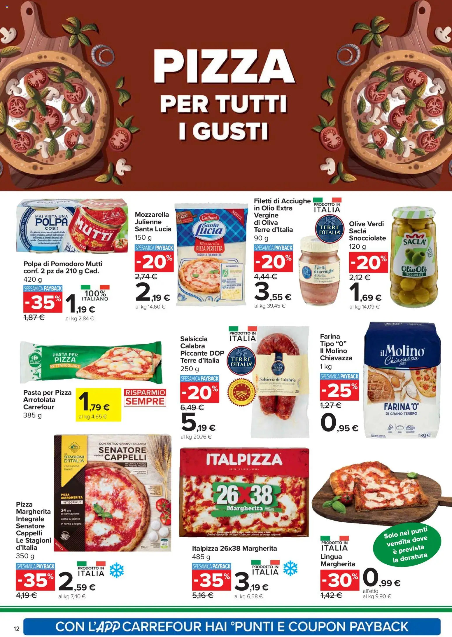 Volantino Carrefour del 15.01.2026 | Pagina: 12 | Prodotti: Mozzarella, Acciughe, Olio extra vergine, Forno