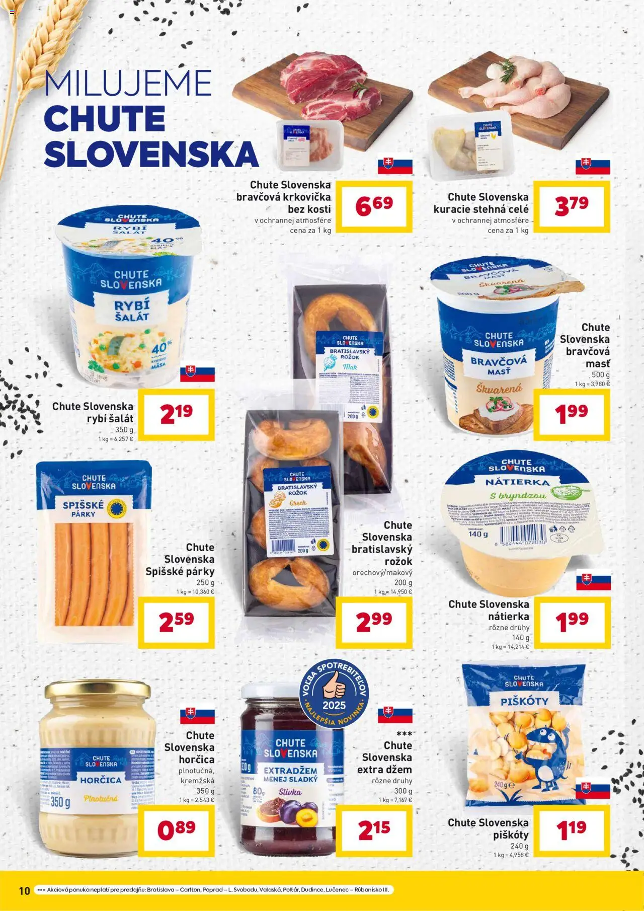 Nové Billa akcie – leták je platný od 10.09.2025 | Strana: 10 | Produkty: Rožok, Bravčová krkovička, Kuracie stehná, Párky
